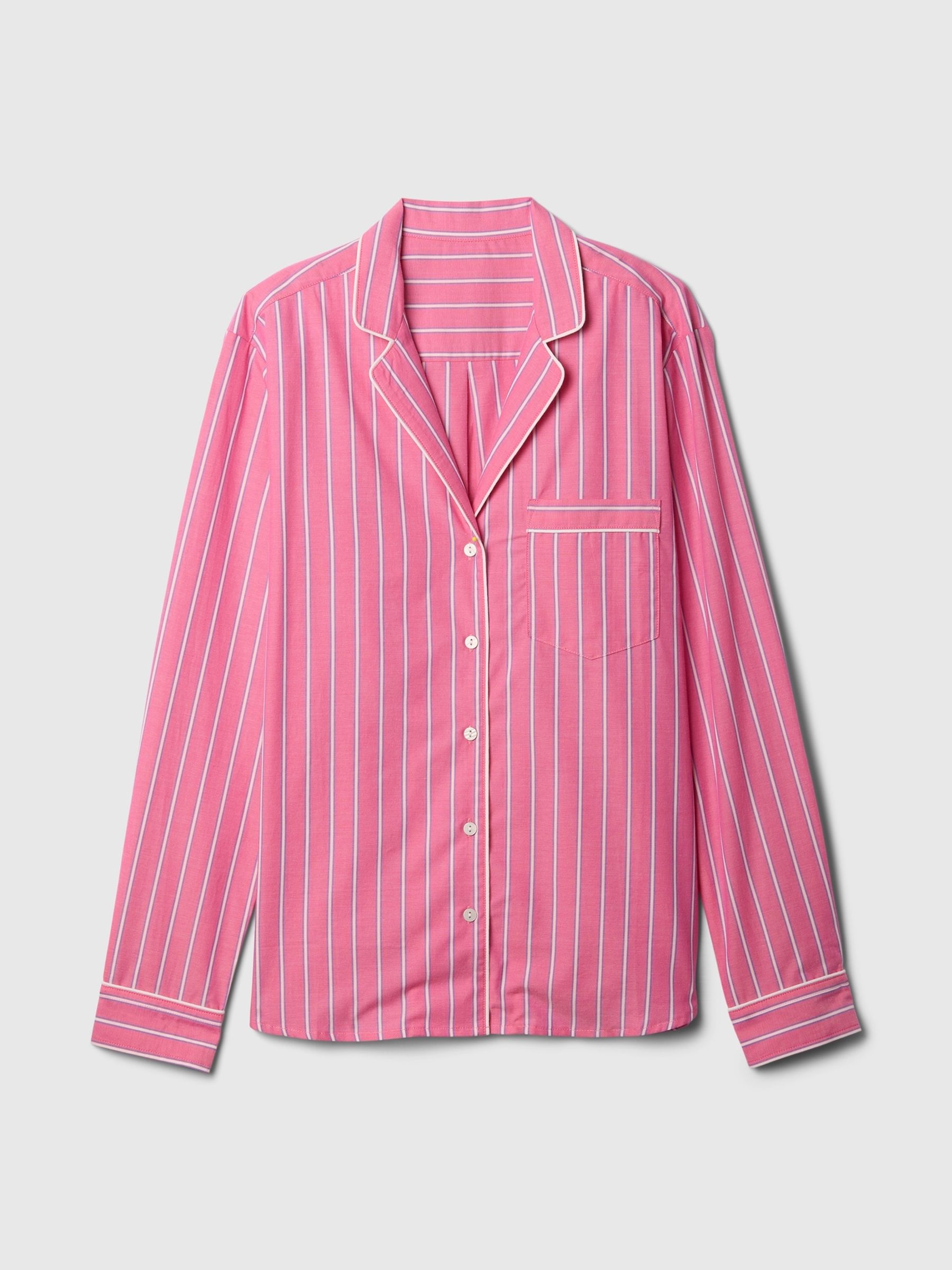 Pink Stripe Long Sleeve Poplin Pyjama Shirt - Image 4 of 5