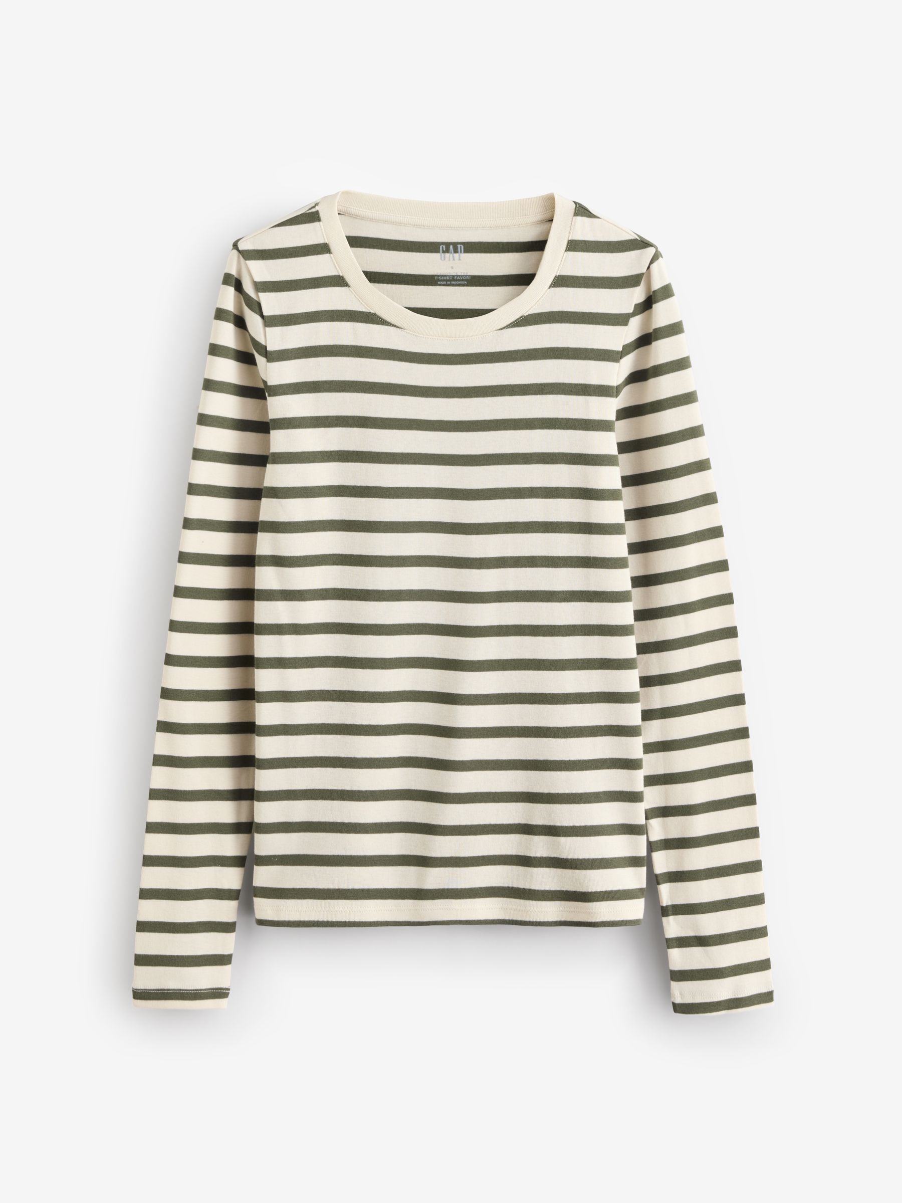 Cream Stripe Favourite Cotton-Modal Crew Neck Long Sleeve T-Shirt - Image 5 of 6