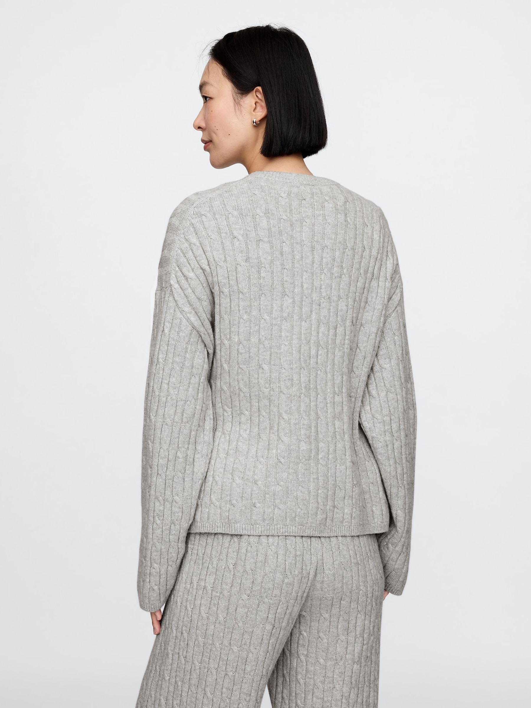 Grey CashSoft Cable-Knit Jumper - Image 2 of 5