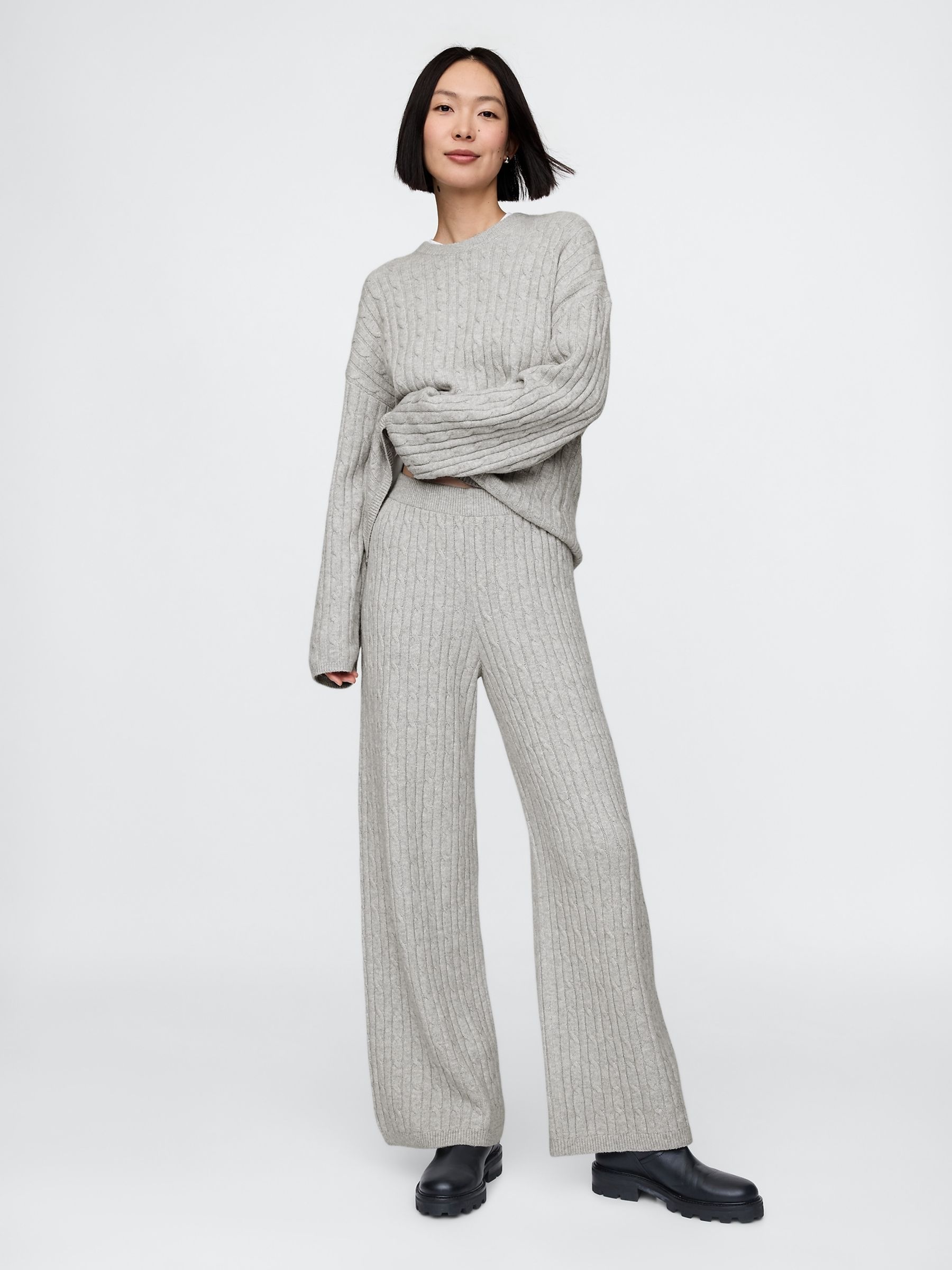 Grey CashSoft Cable-Knit Jumper - Image 3 of 5