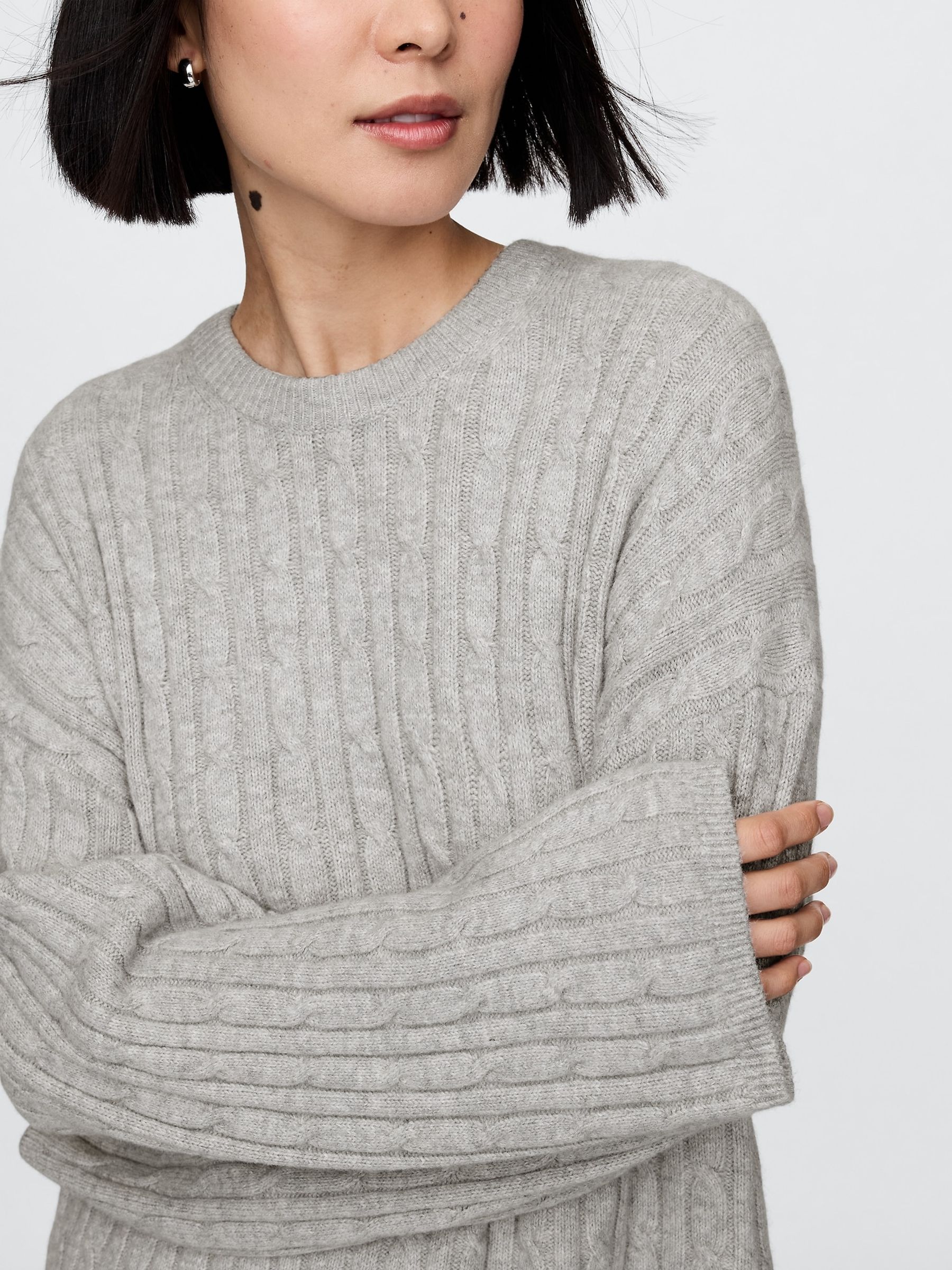 Grey CashSoft Cable-Knit Jumper - Image 4 of 5