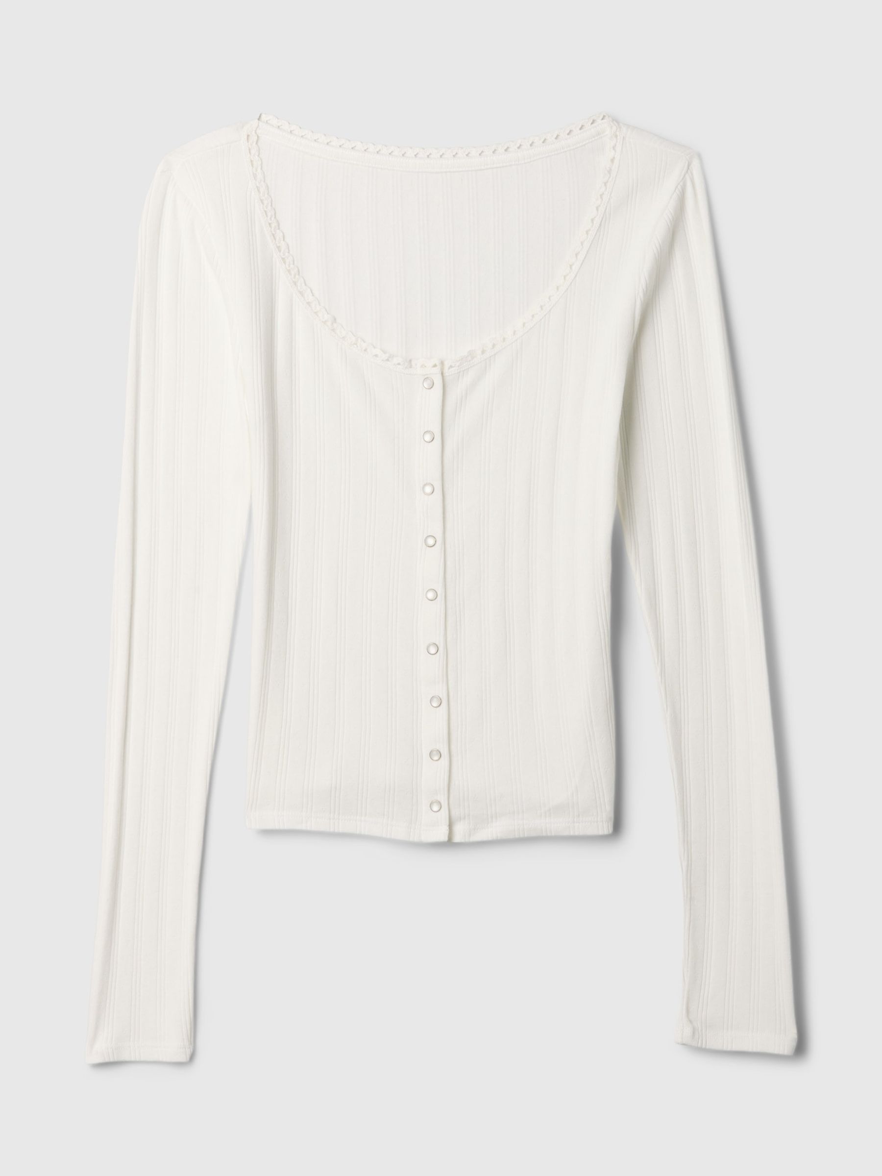 White Cropped Pointelle Cardigan - Image 4 of 4