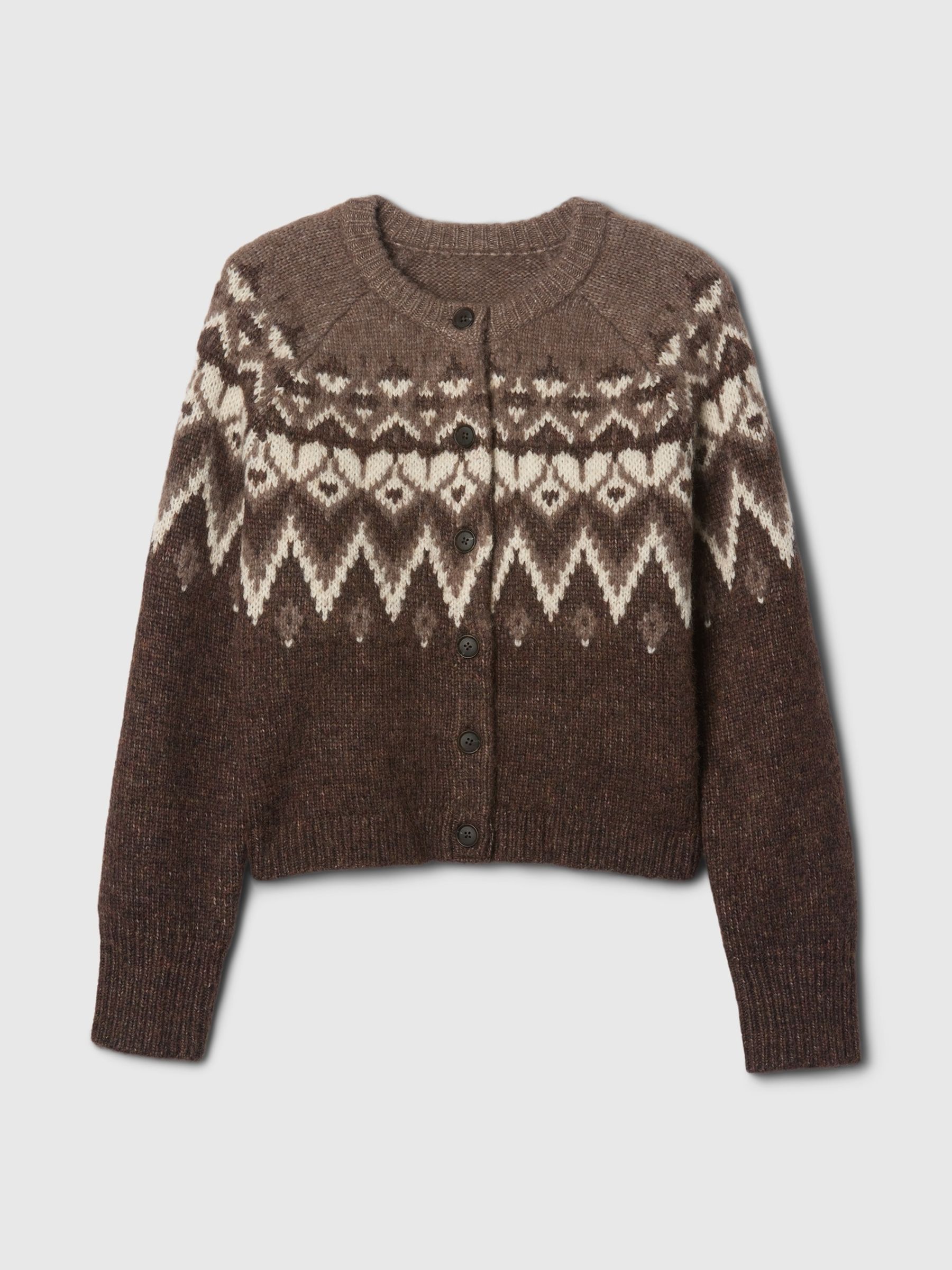 Brown Brushed Fair Isle Cropped Cardigan - Image 4 of 5