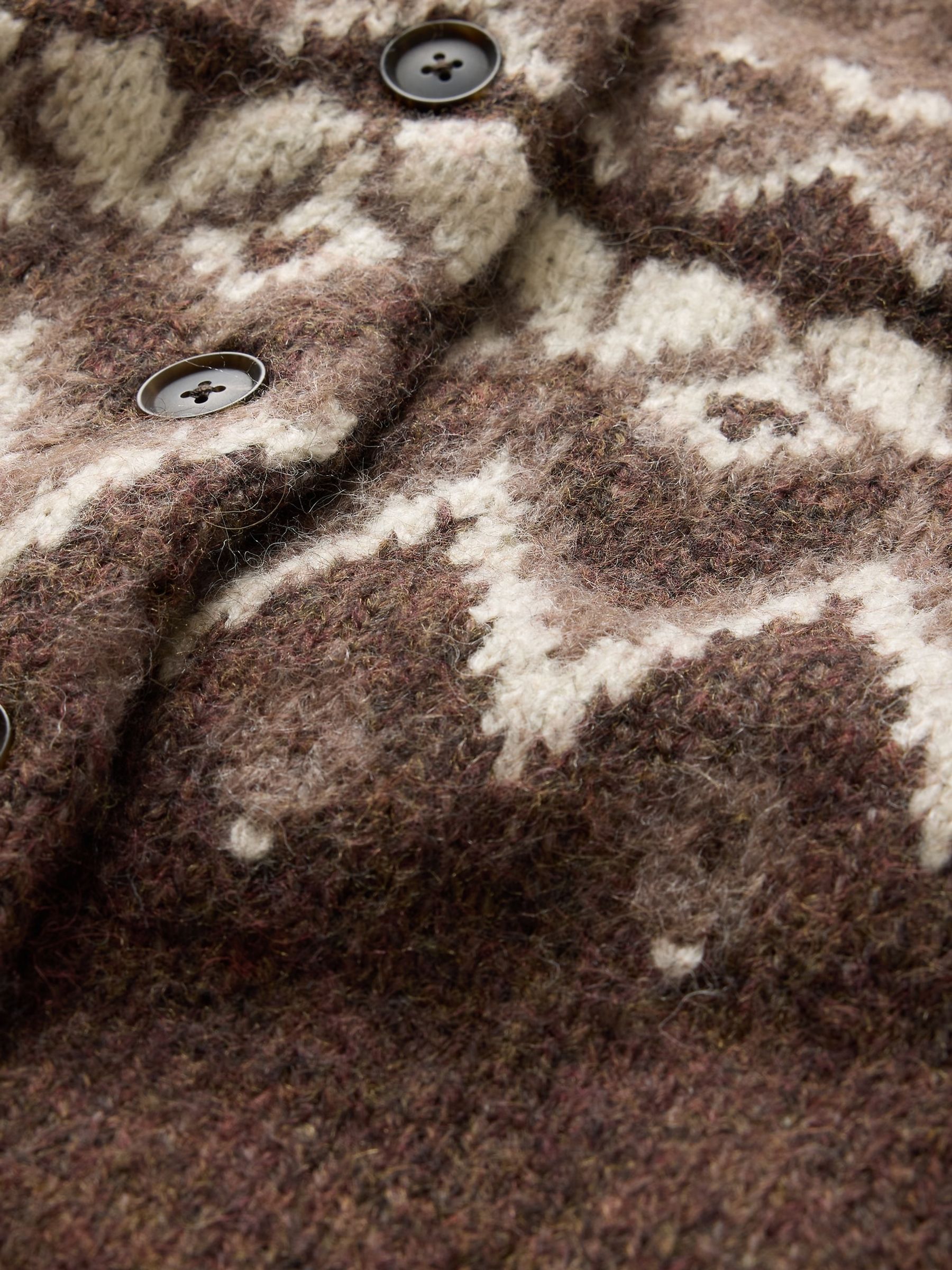 Brown Brushed Fair Isle Cropped Cardigan - Image 5 of 5