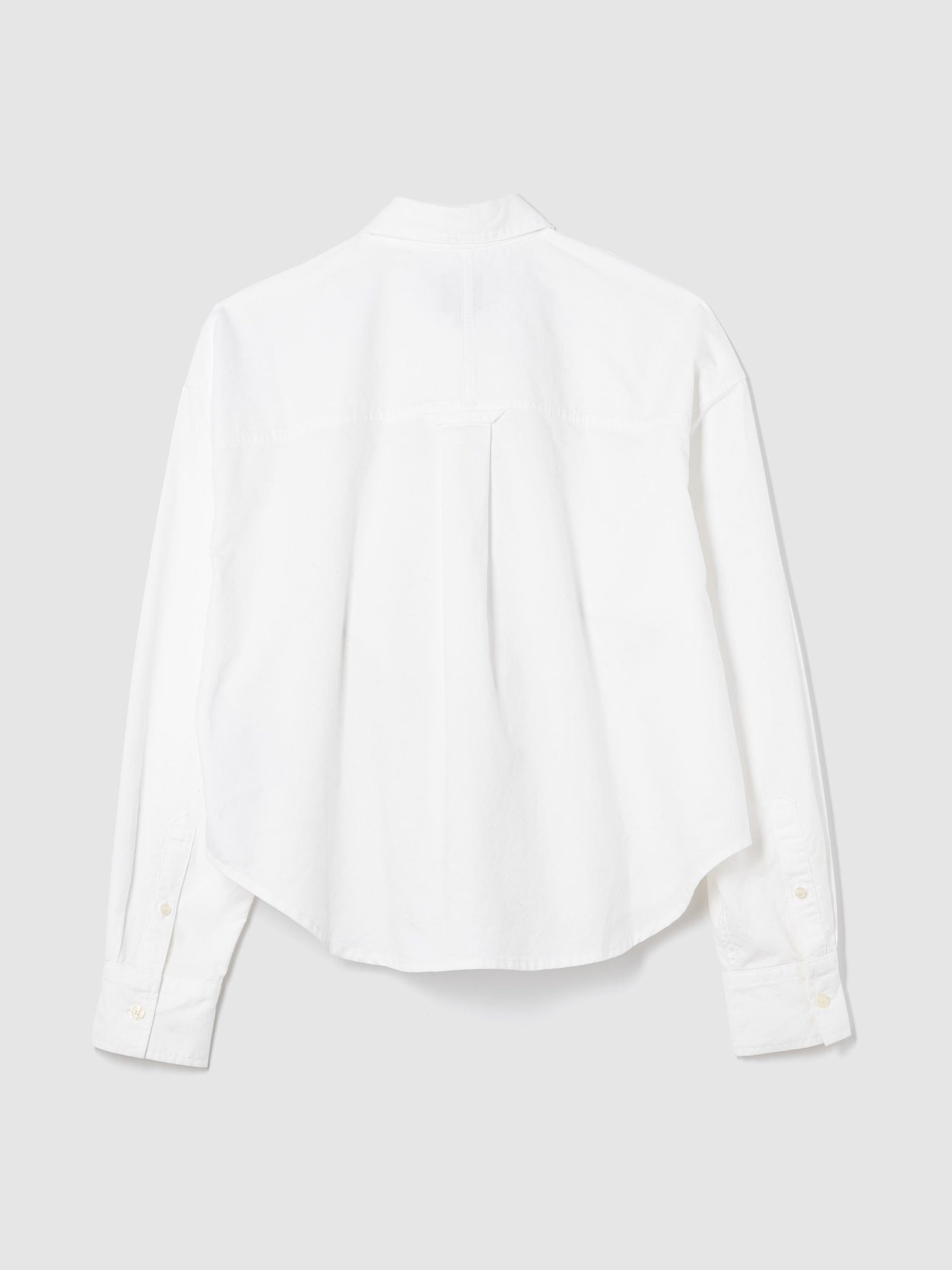 White Poplin Cropped Oversized Shirt - Image 2 of 4