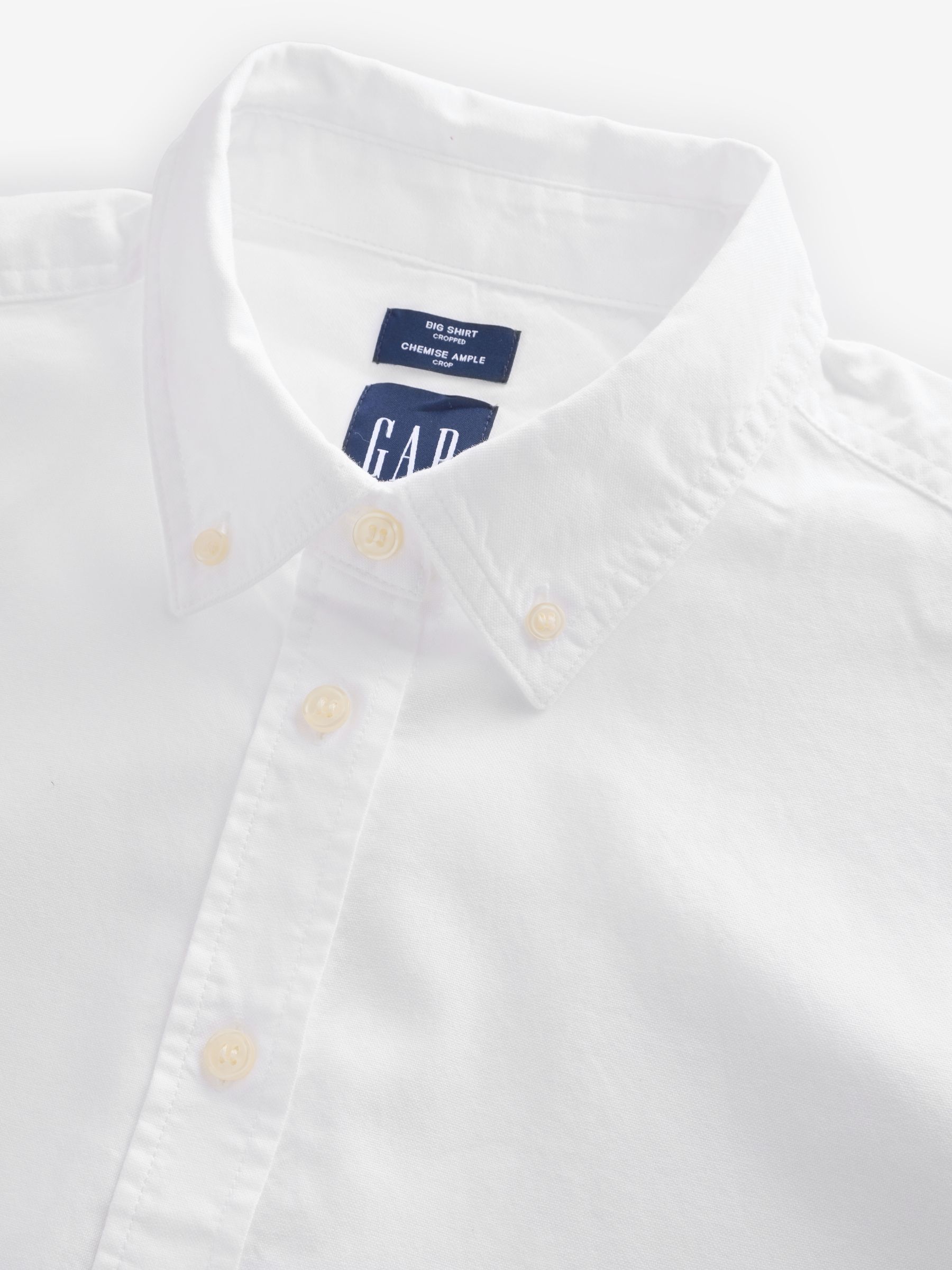 White Poplin Cropped Oversized Shirt - Image 3 of 4