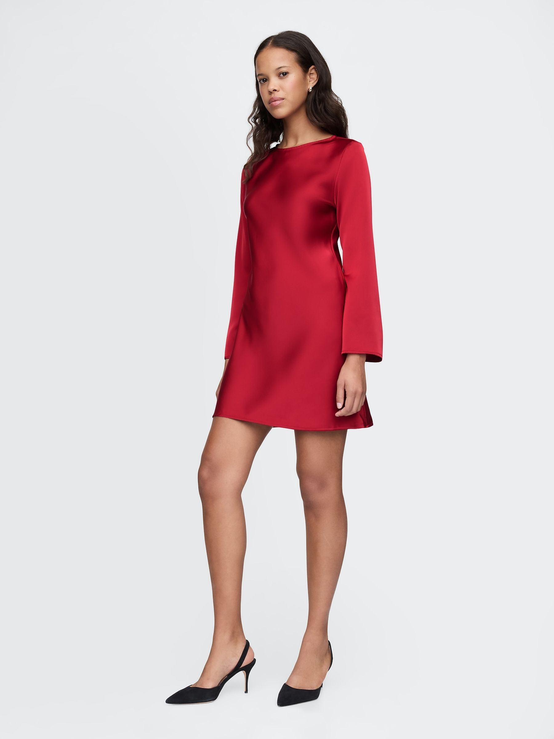 Red Satin Mini Dress - Image 3 of 5