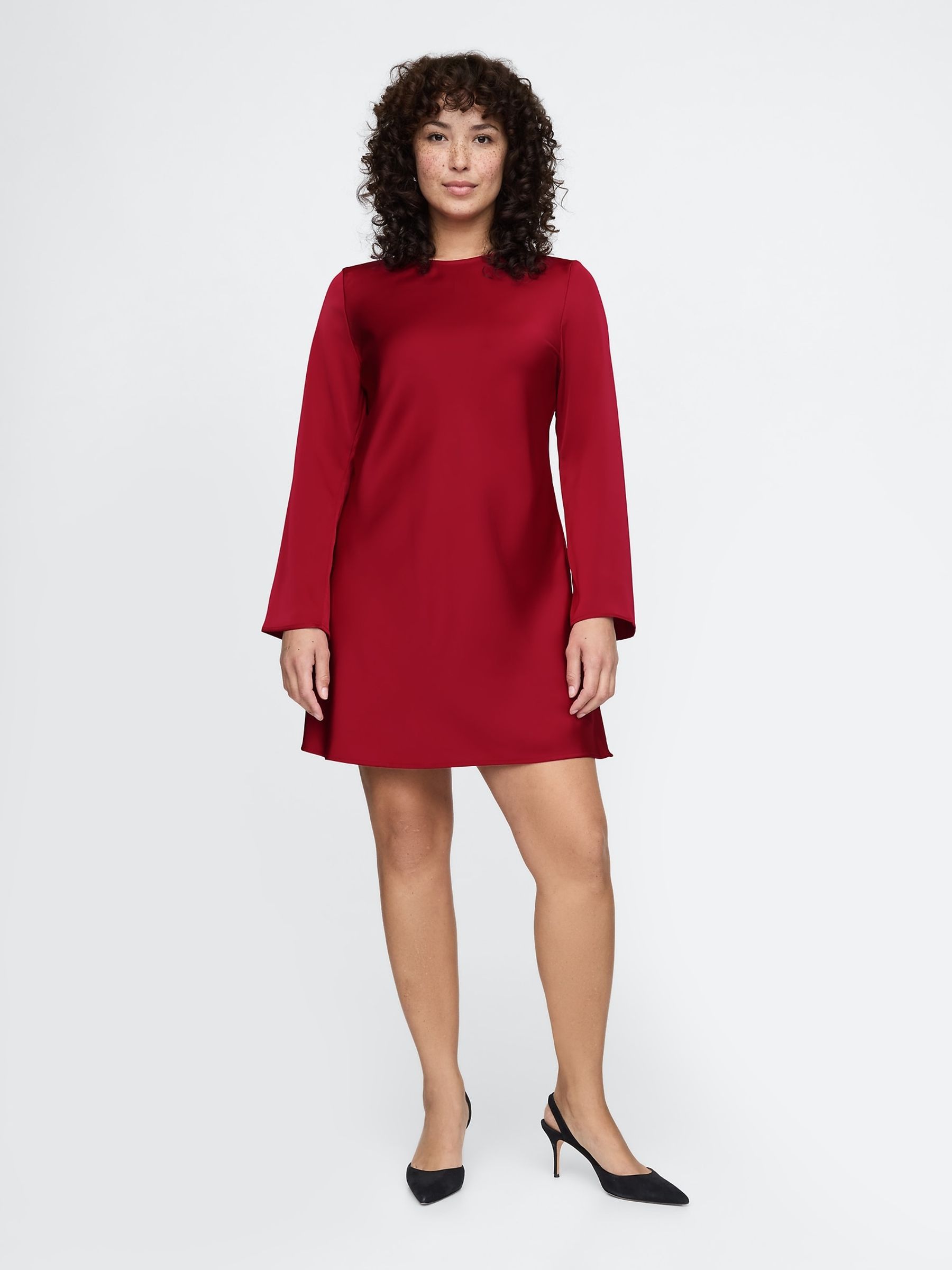 Red Satin Mini Dress - Image 4 of 5