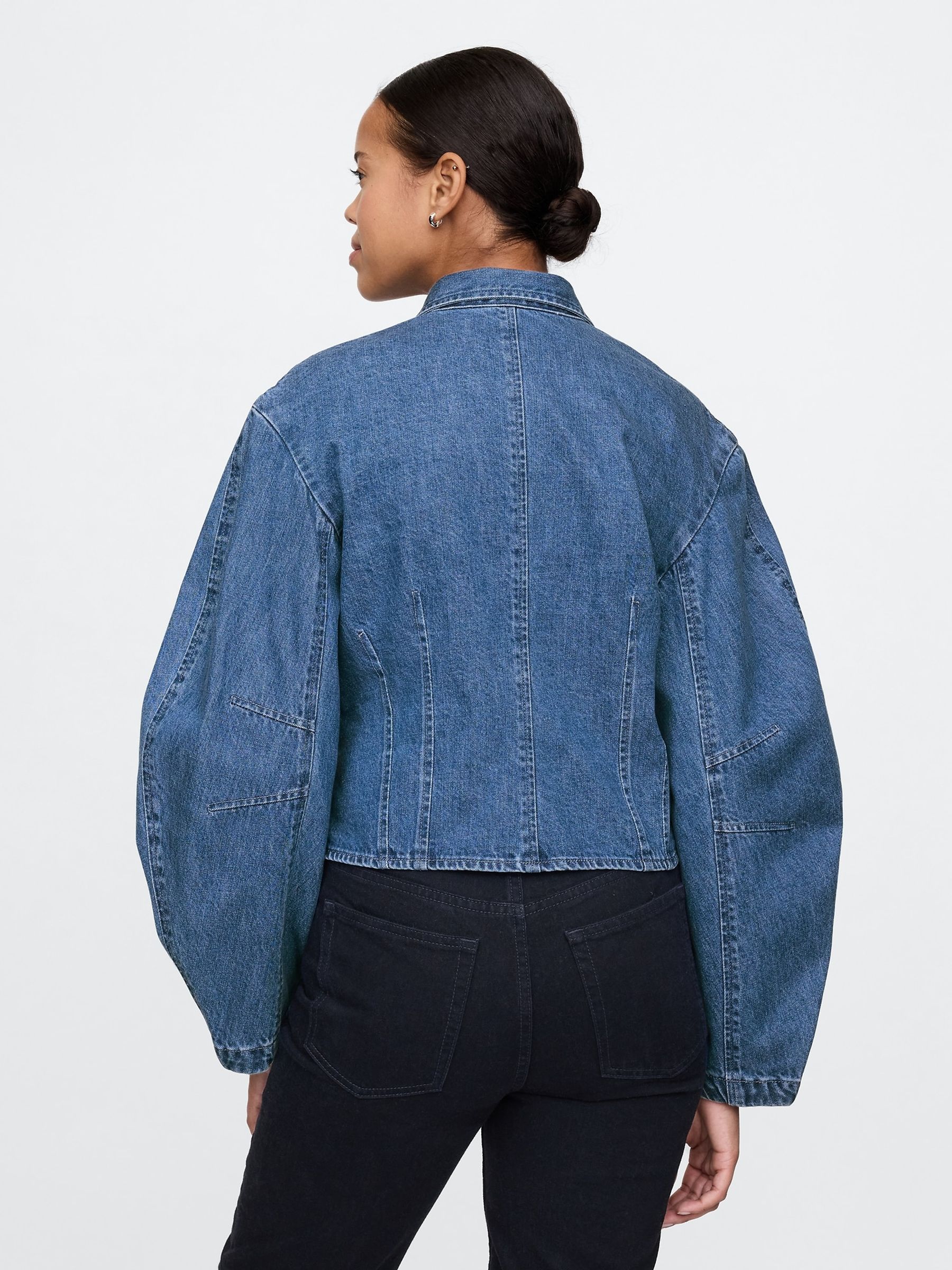 Blue Barrel-Sleeve Denim Shirt - Image 2 of 5