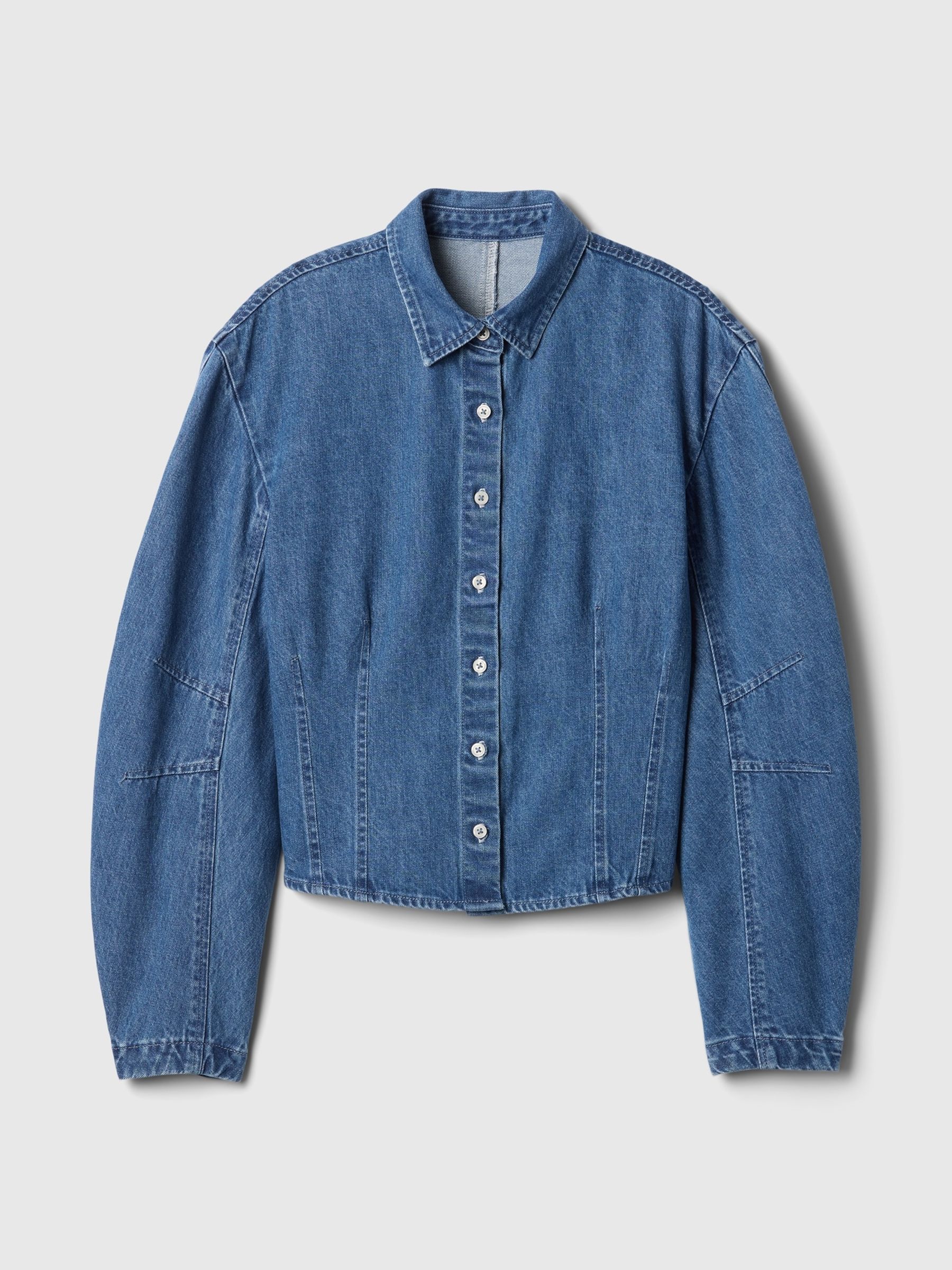 Blue Barrel-Sleeve Denim Shirt - Image 5 of 5