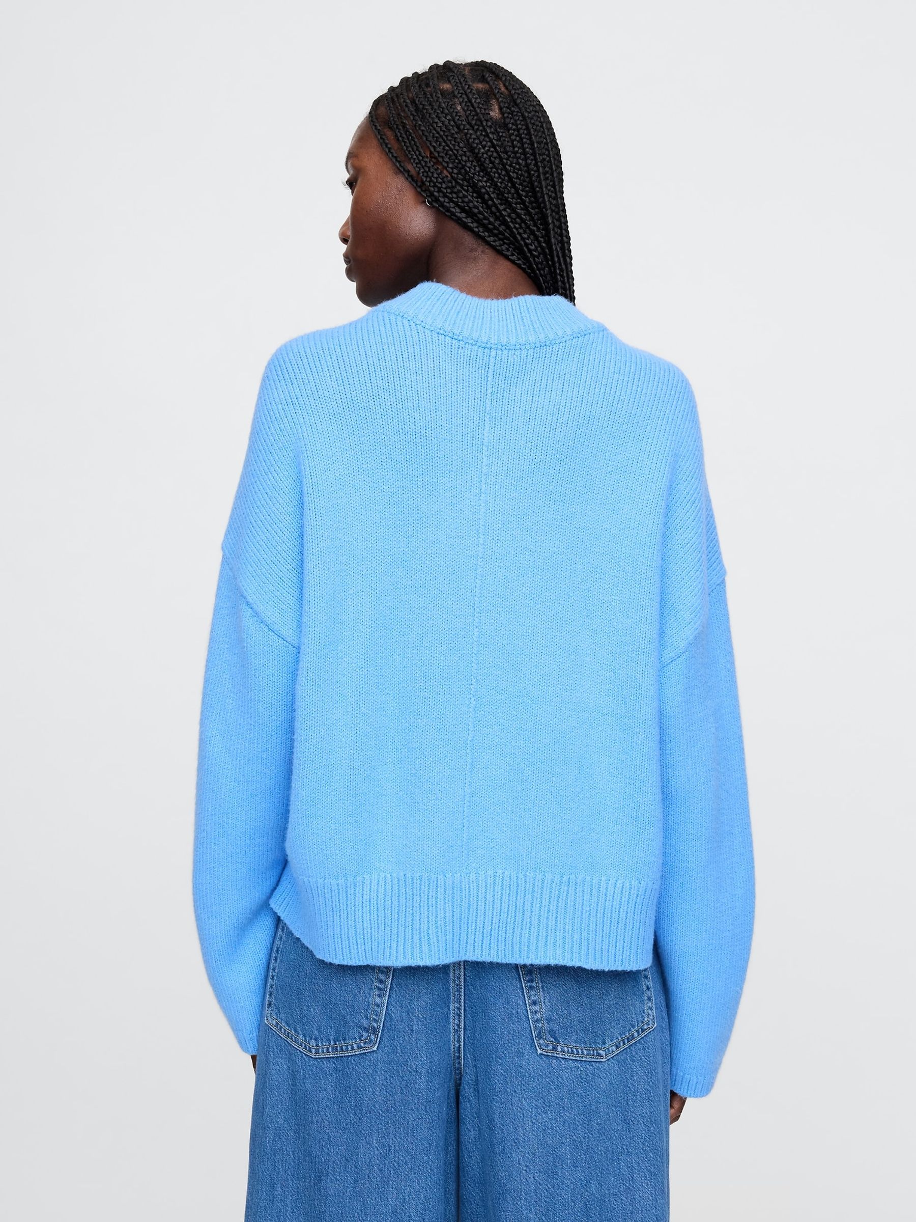 Blue CashSoft Oversized V-Neck Jumper - Image 3 of 6