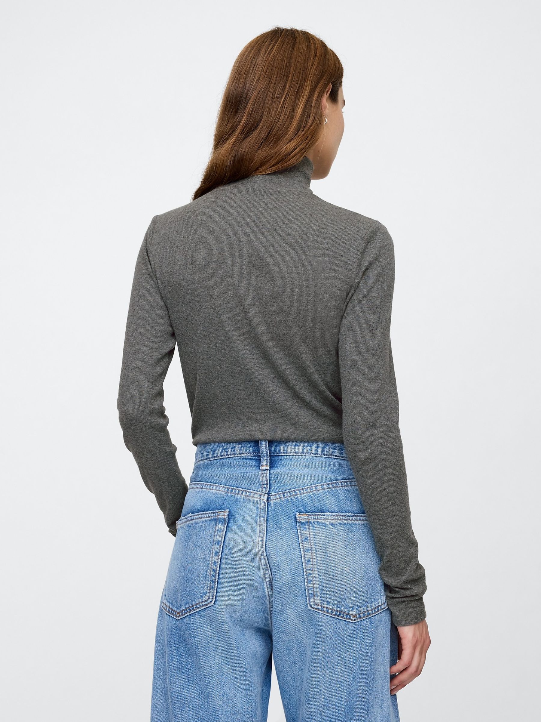 Grey Long Sleeve Turtle Neck Top - Image 2 of 5
