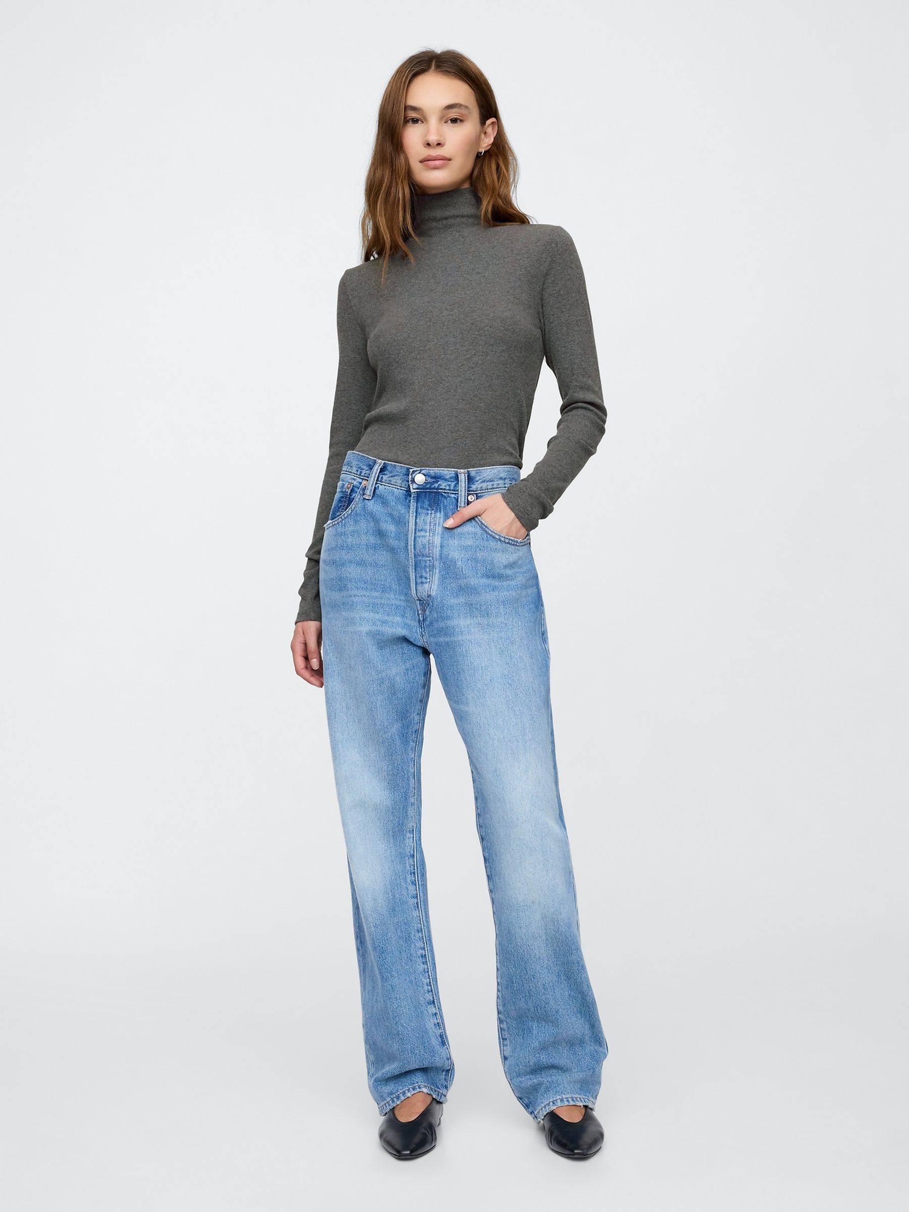 Grey Long Sleeve Turtle Neck Top - Image 3 of 5