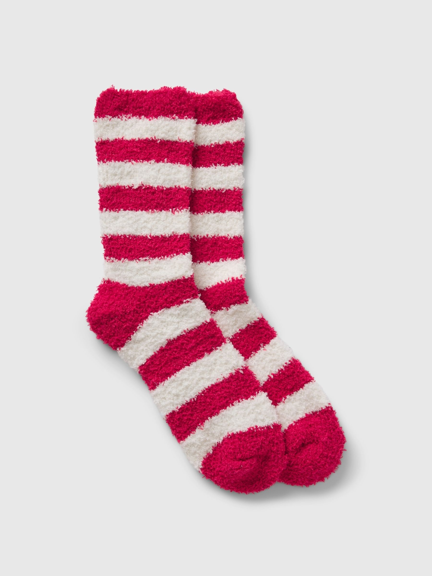 Red Stripe Stripe Adults Cosy Fluffy Socks - Image 1 of 1