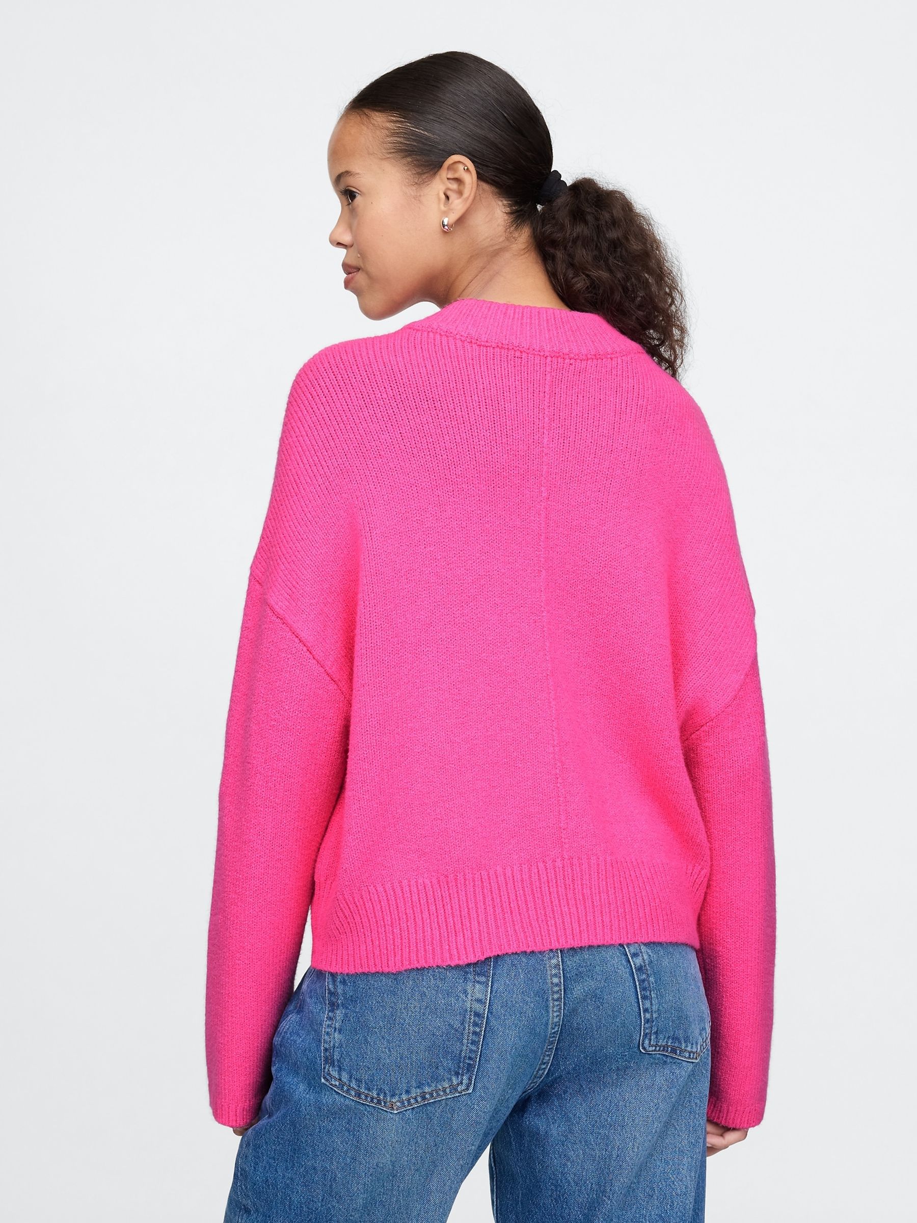 Pink CashSoft Oversized V-Neck Jumper - Image 3 of 5