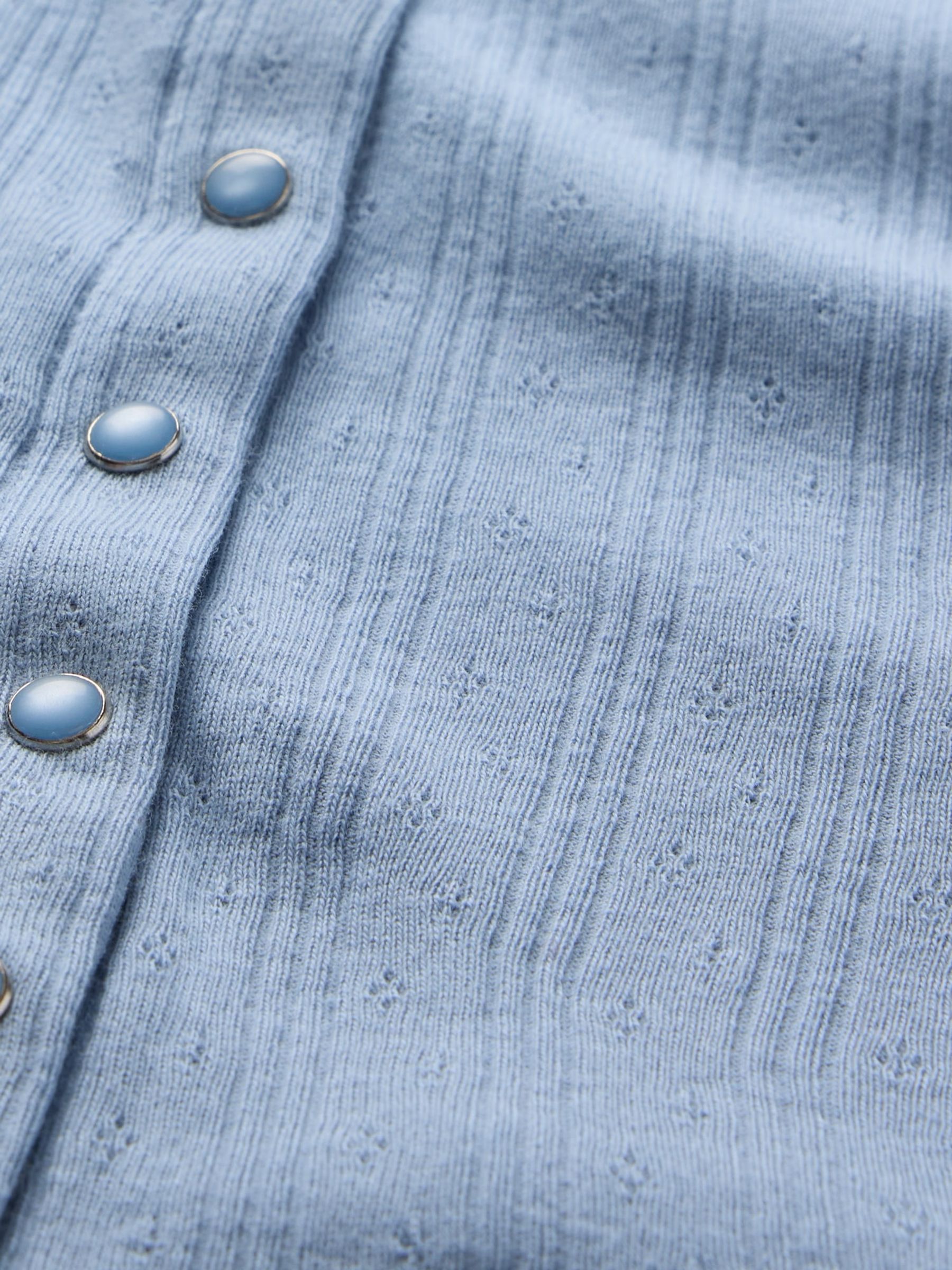 Blue Cropped Pointelle Cardigan - Image 5 of 5