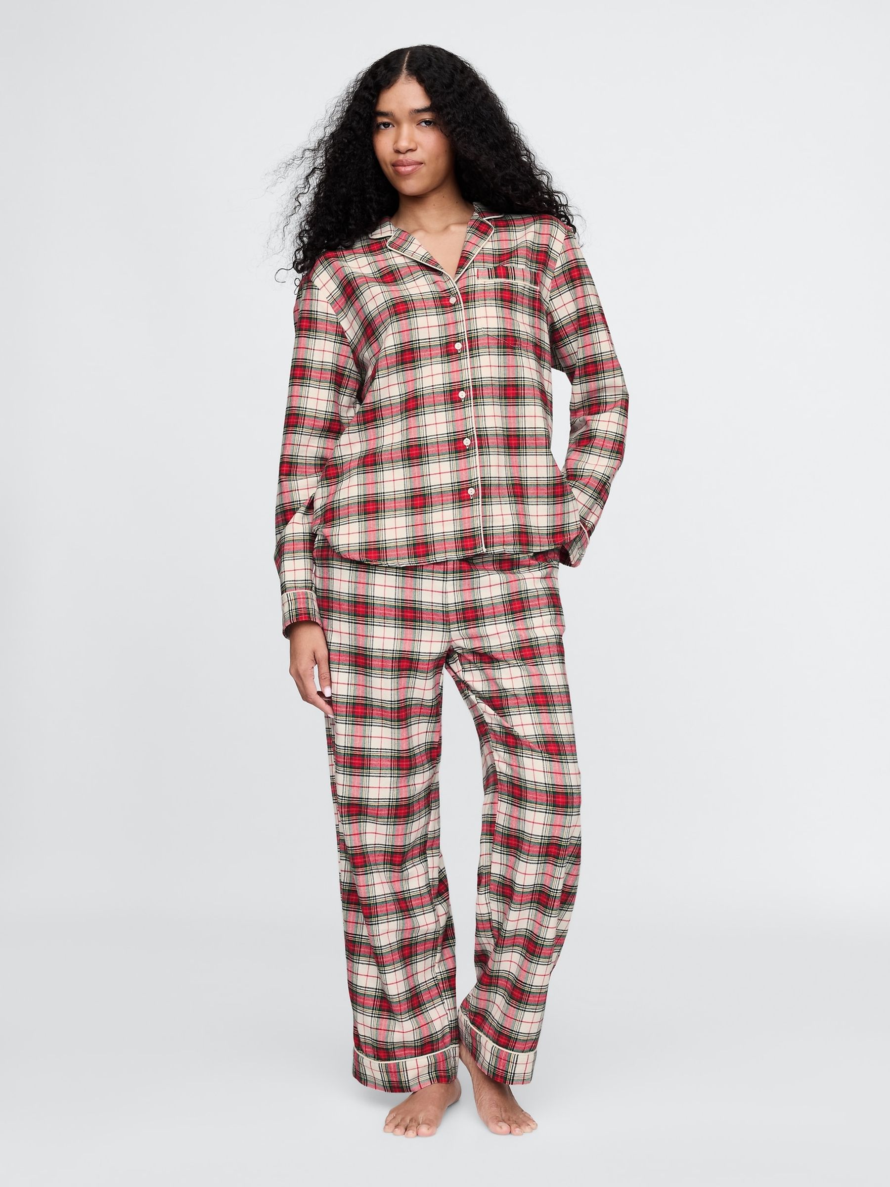 Christmas Pajamas 100 Cotton Flannel Women's Pajamas Red