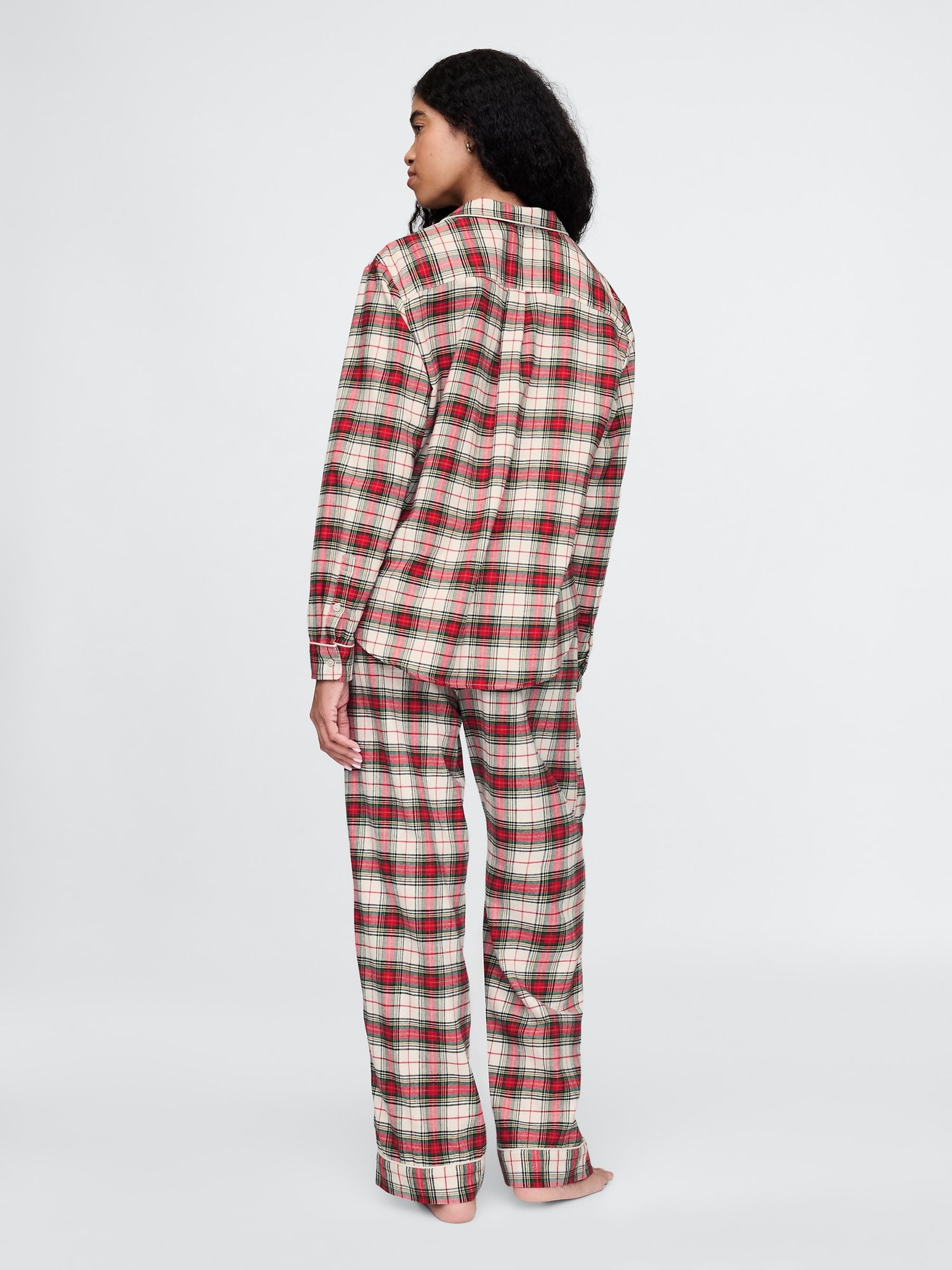 Red Matching Family Christmas 100% Cotton Long Sleeve Flannel Pyjamas - Image 2 of 4