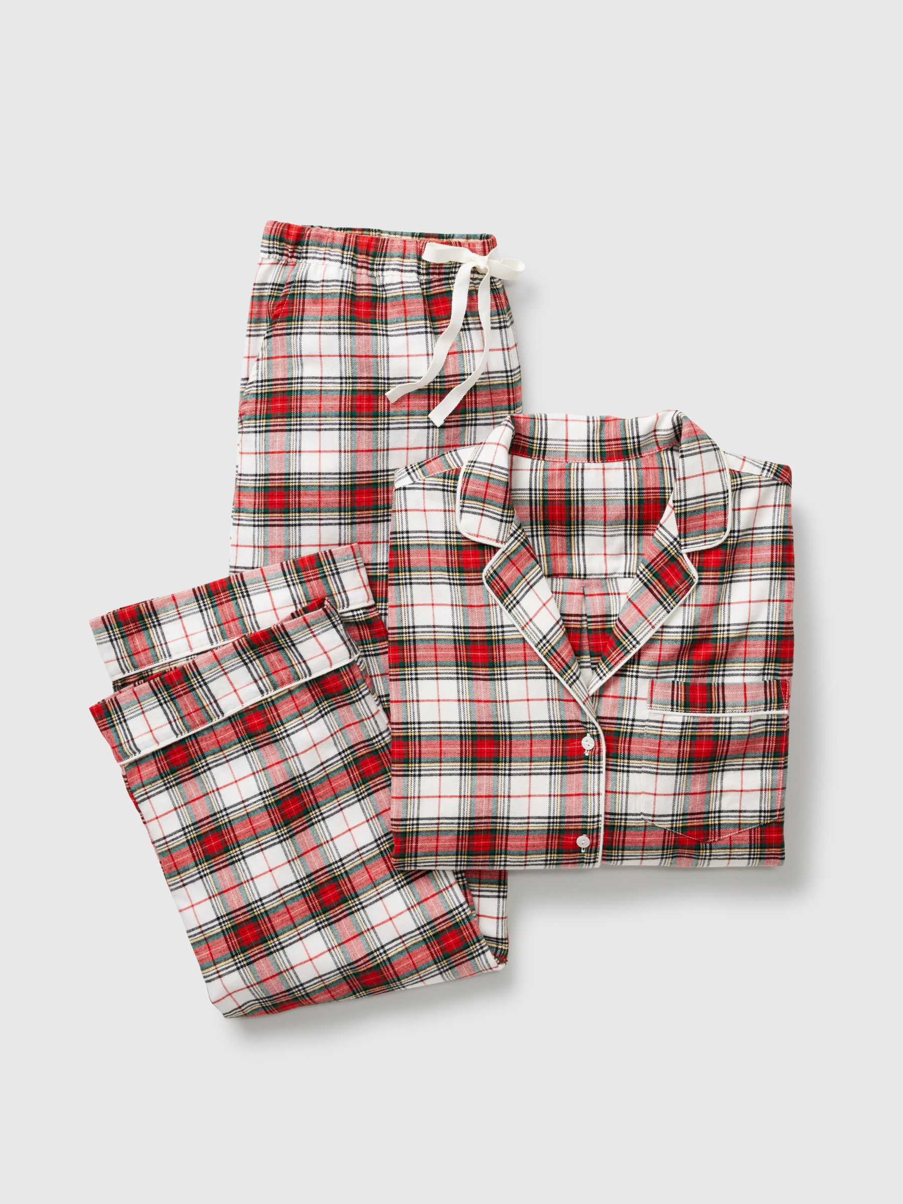 Red Matching Family Christmas 100% Cotton Long Sleeve Flannel Pyjamas - Image 4 of 4