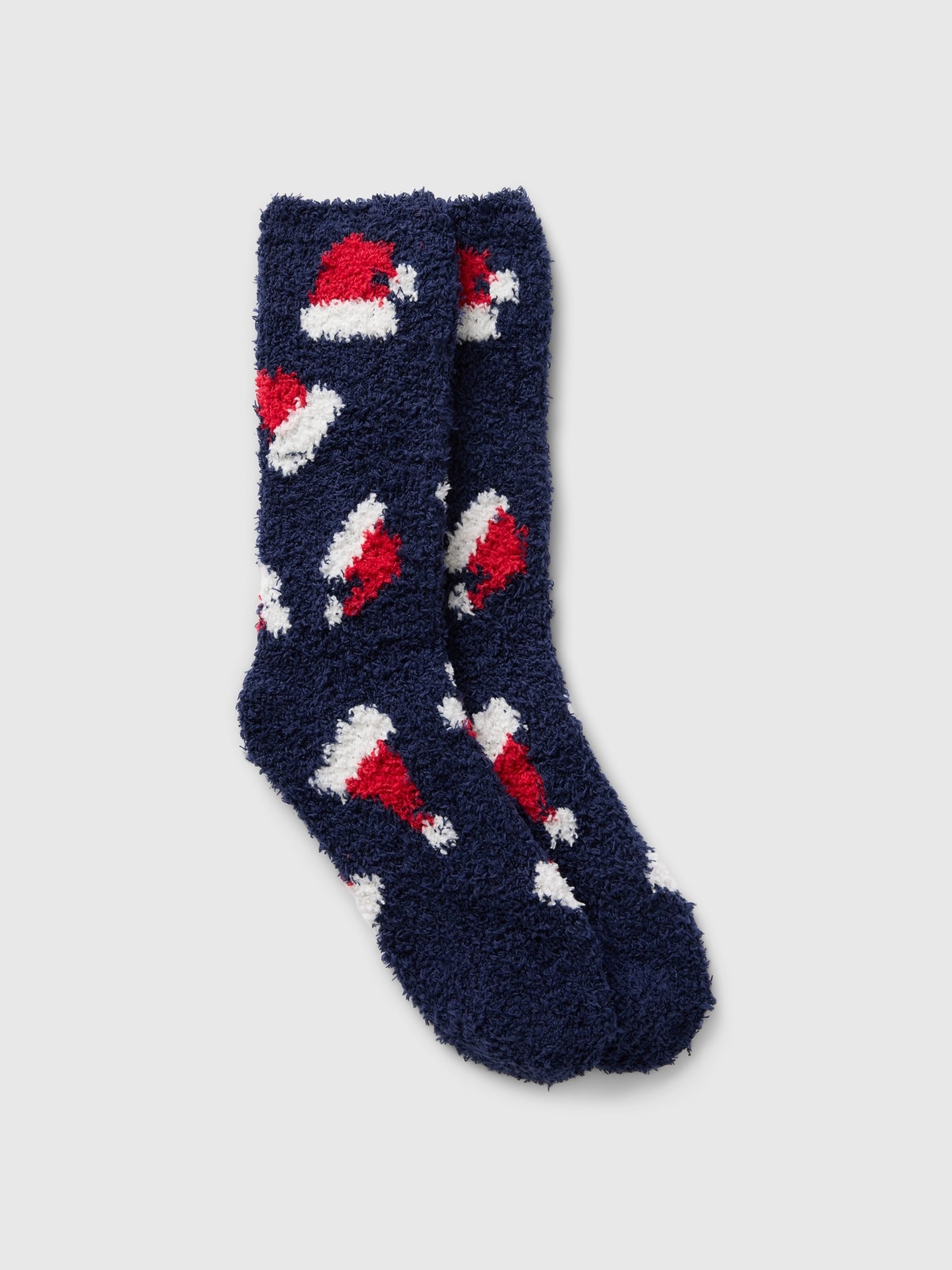Blue Santa Hat Adults Cosy Fluffy Christmas Socks - Image 1 of 1