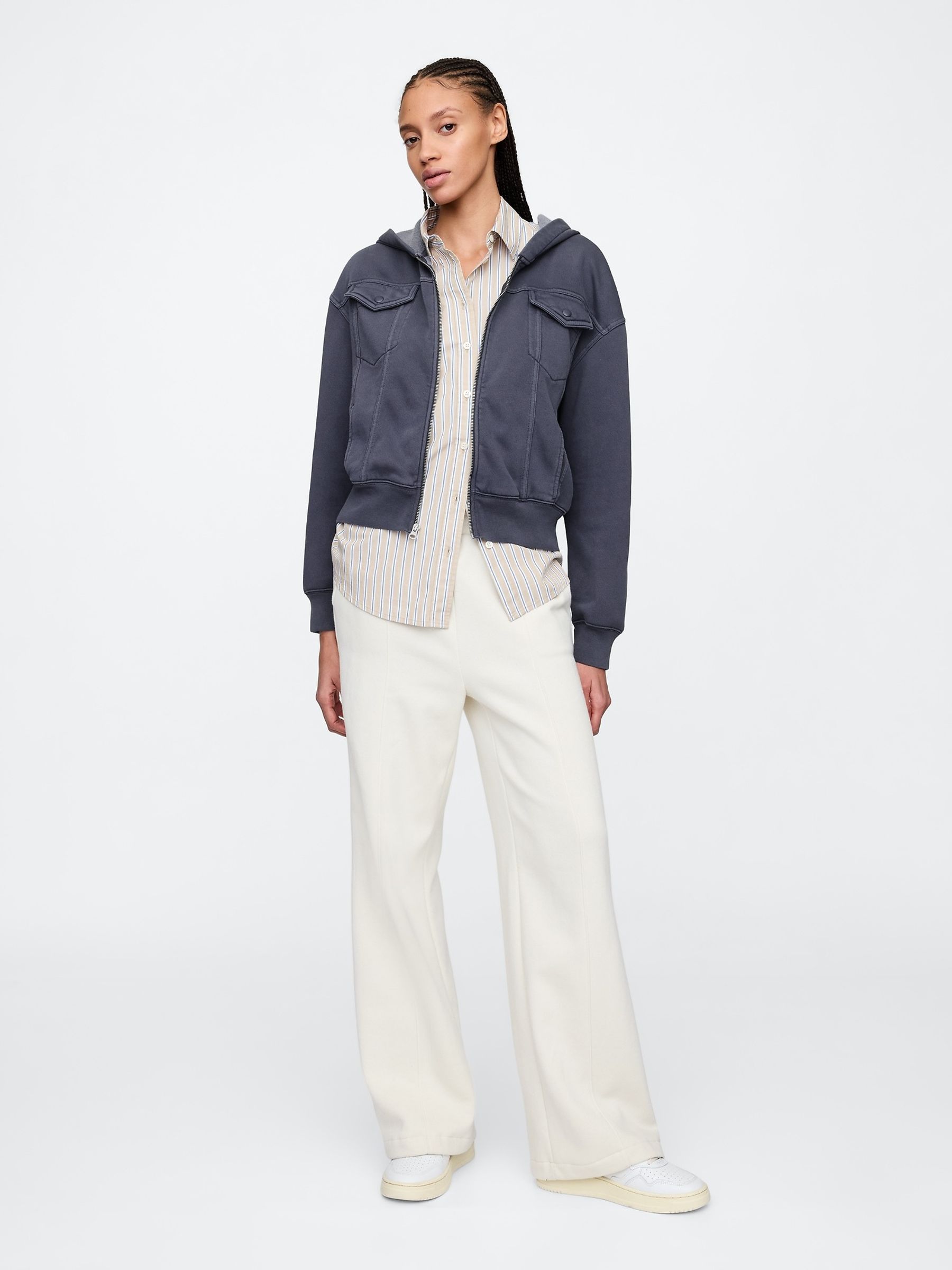 Blue Oversized Utility Zip Hoodie - Image 3 of 5