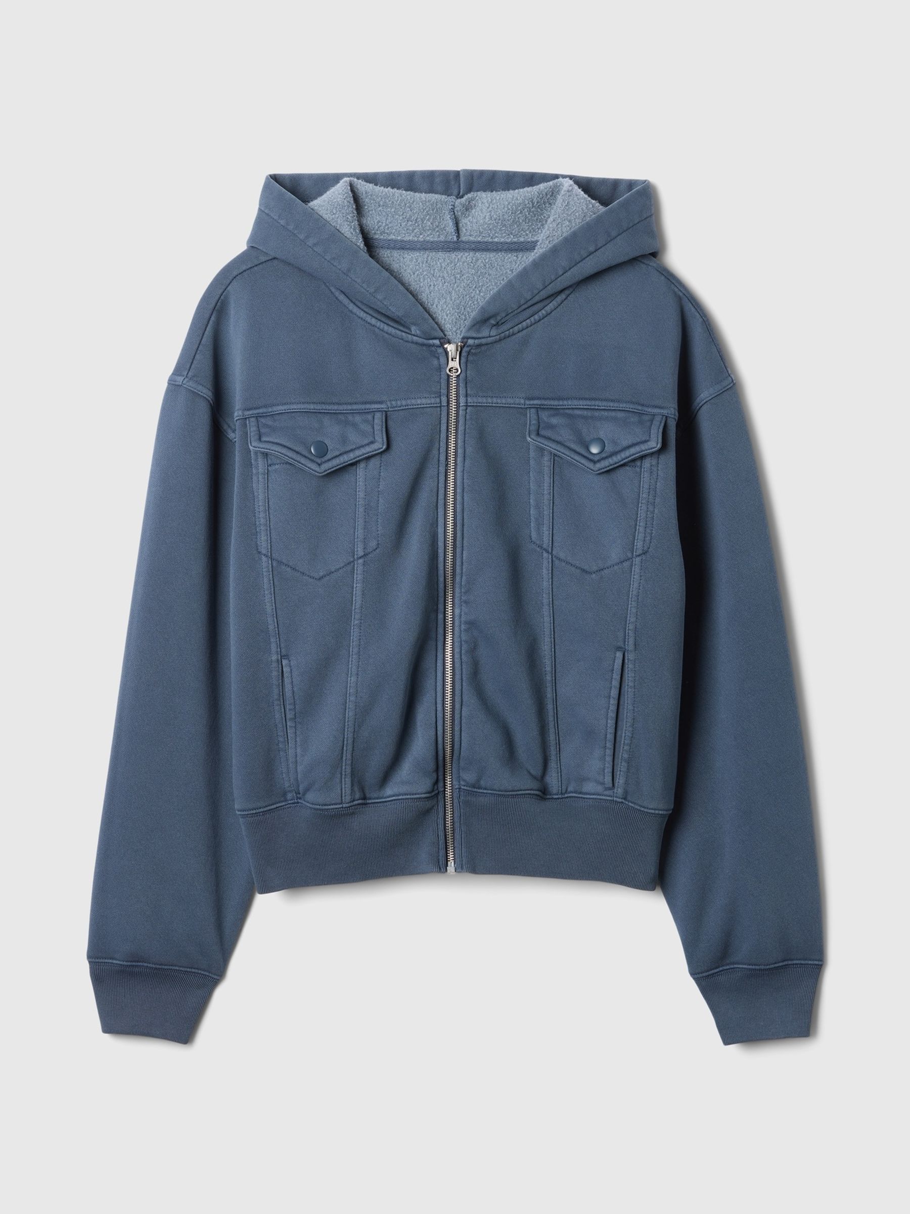 Blue Oversized Utility Zip Hoodie - Image 5 of 5