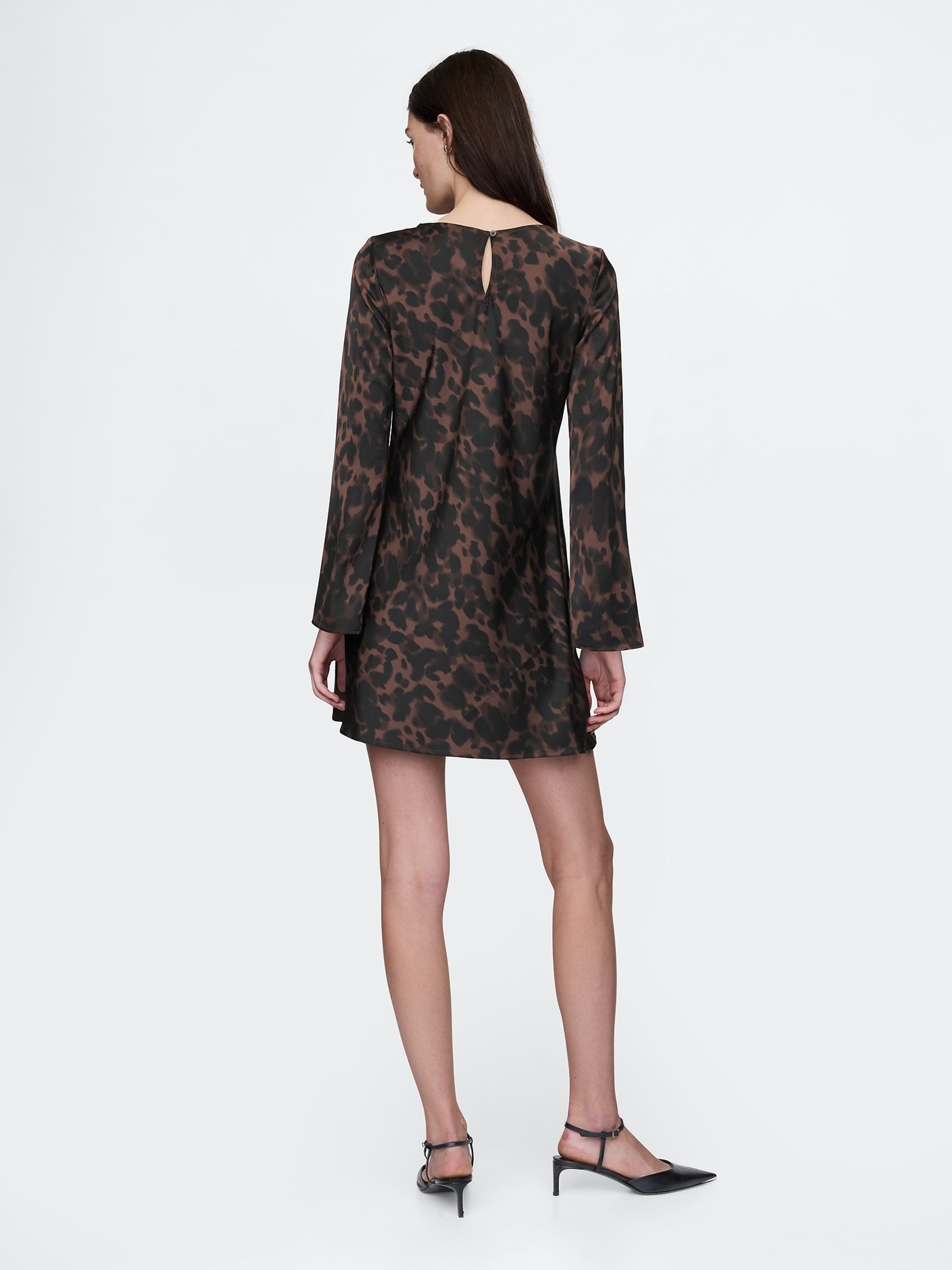Brown Leopard Print Satin Mini Dress - Image 2 of 5