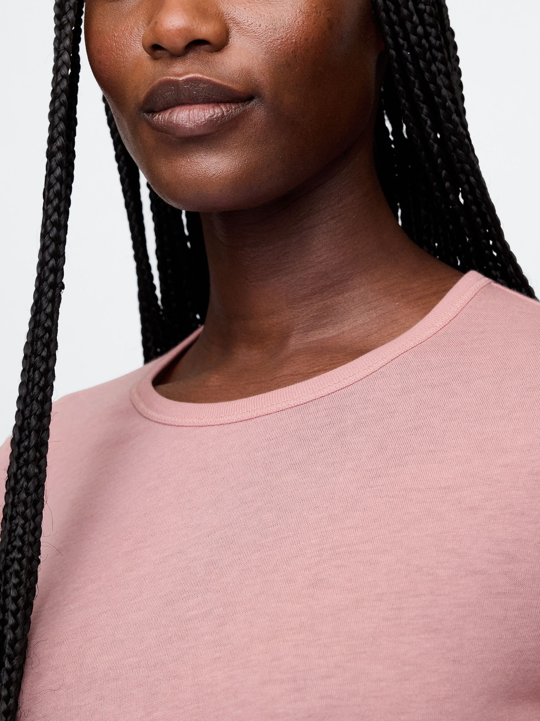 Pink Modern Long Sleeve Crew Neck T-Shirt - Image 4 of 5