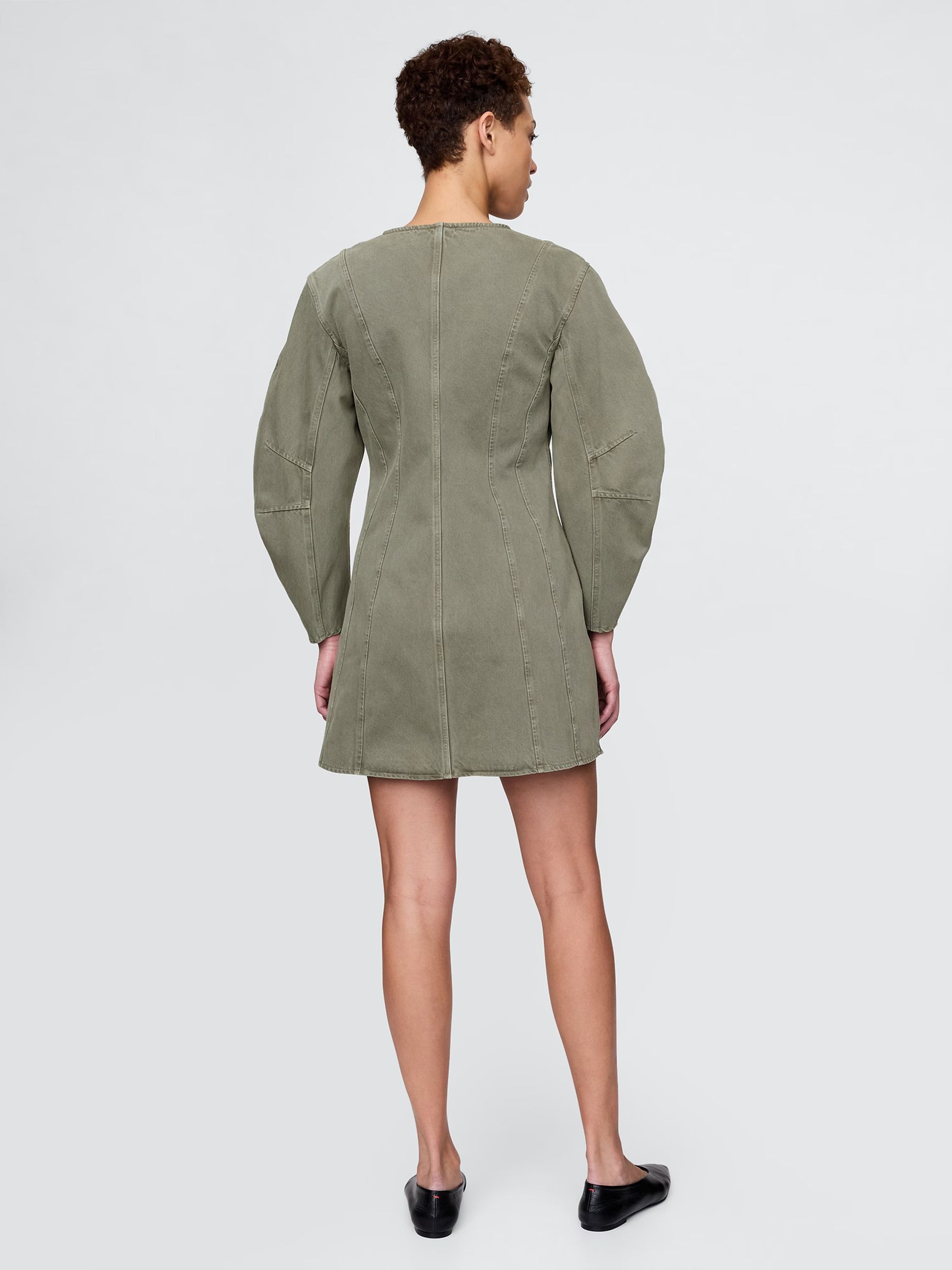 Green Barrel Long Sleeve 100% Cotton V-Neck Shirt Dress - Image 2 of 7