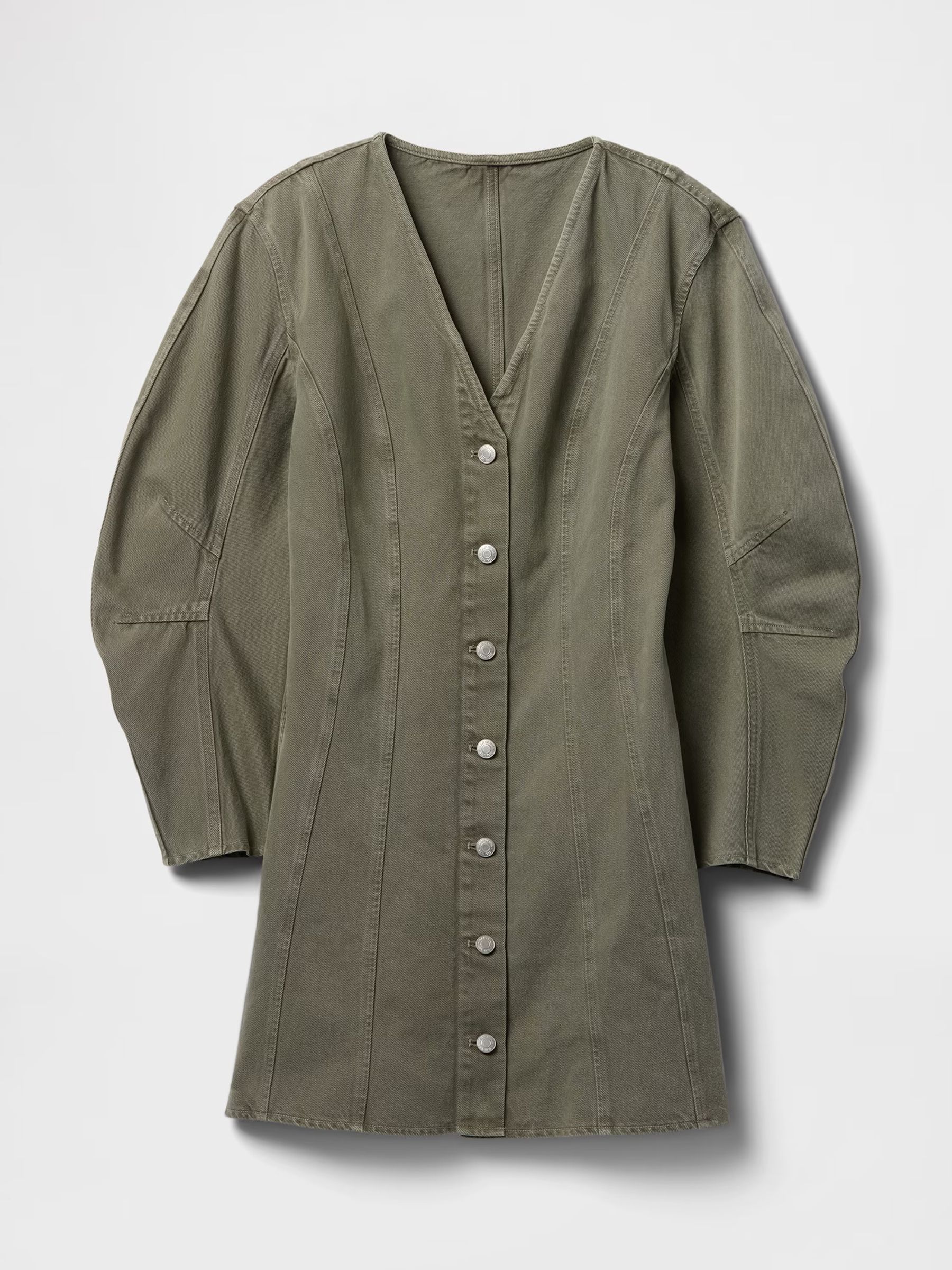 Green Barrel Long Sleeve 100% Cotton V-Neck Shirt Dress - Image 7 of 7