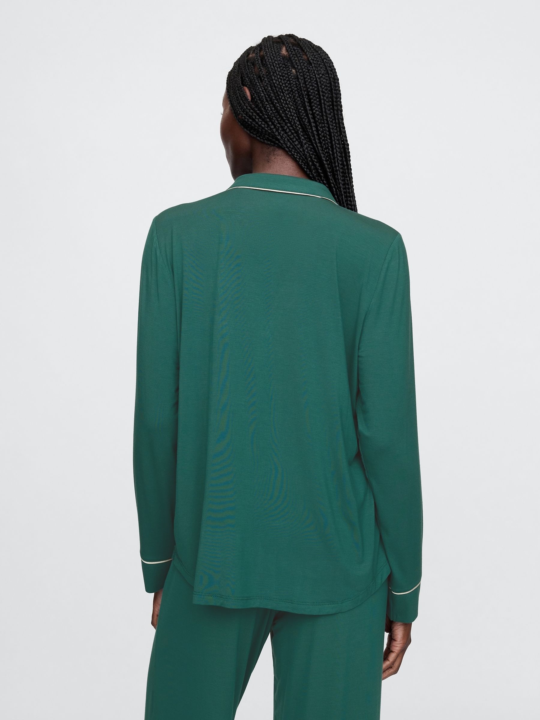 Green Modal Long Sleeve Pyjama Shirt - Image 2 of 4