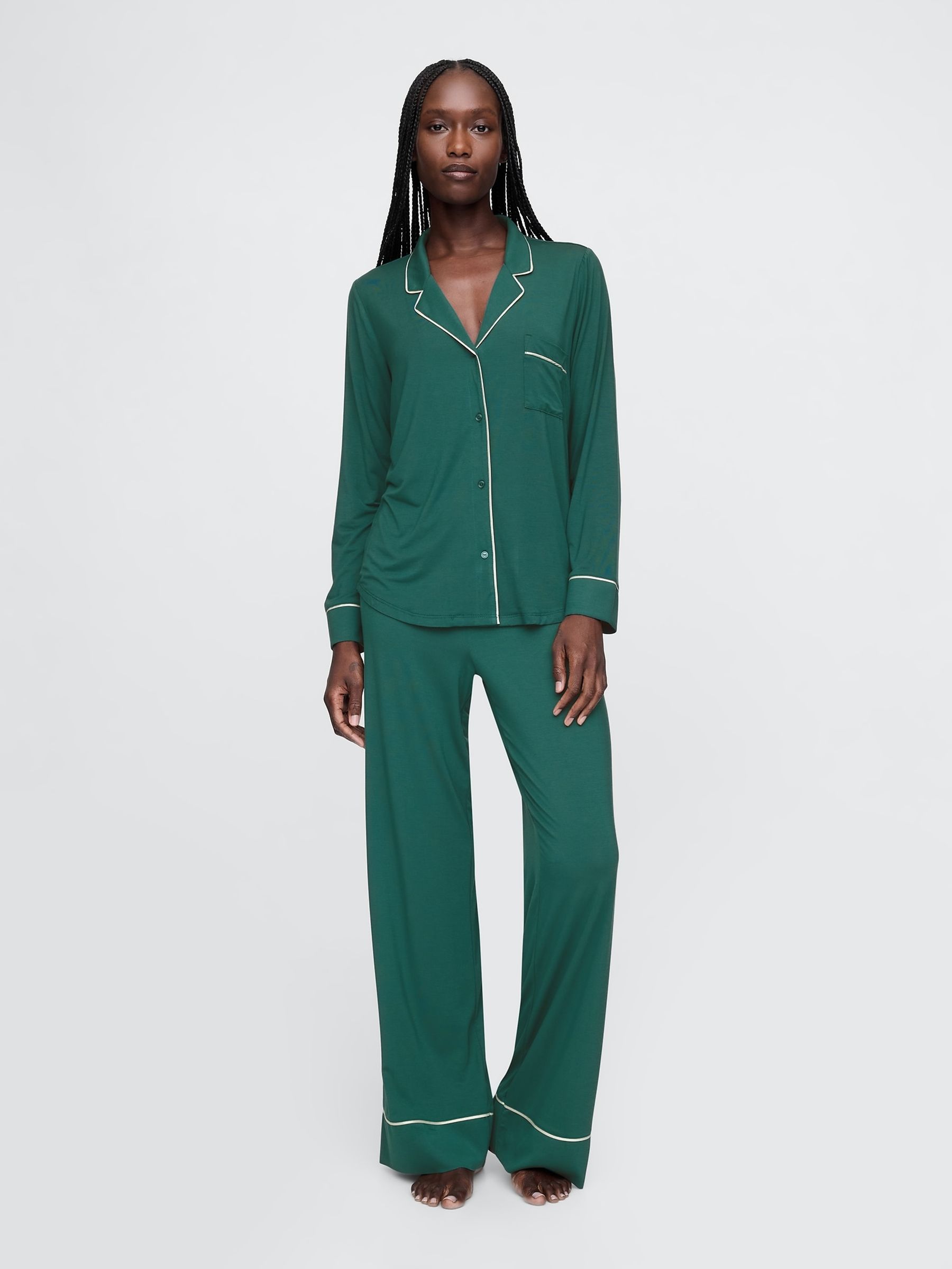 Green Modal Long Sleeve Pyjama Shirt - Image 3 of 4
