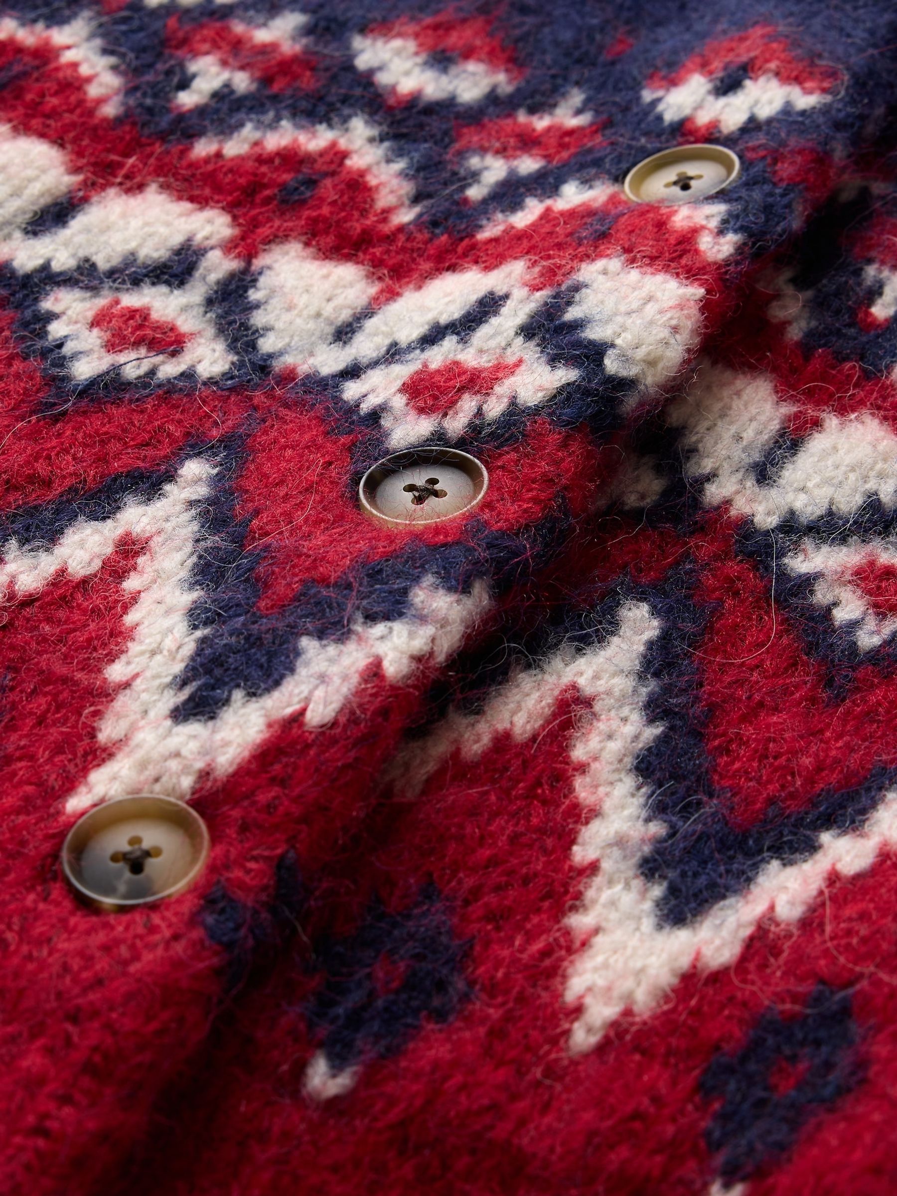 Red Brushed Fair Isle Cropped Cardigan - Image 5 of 5