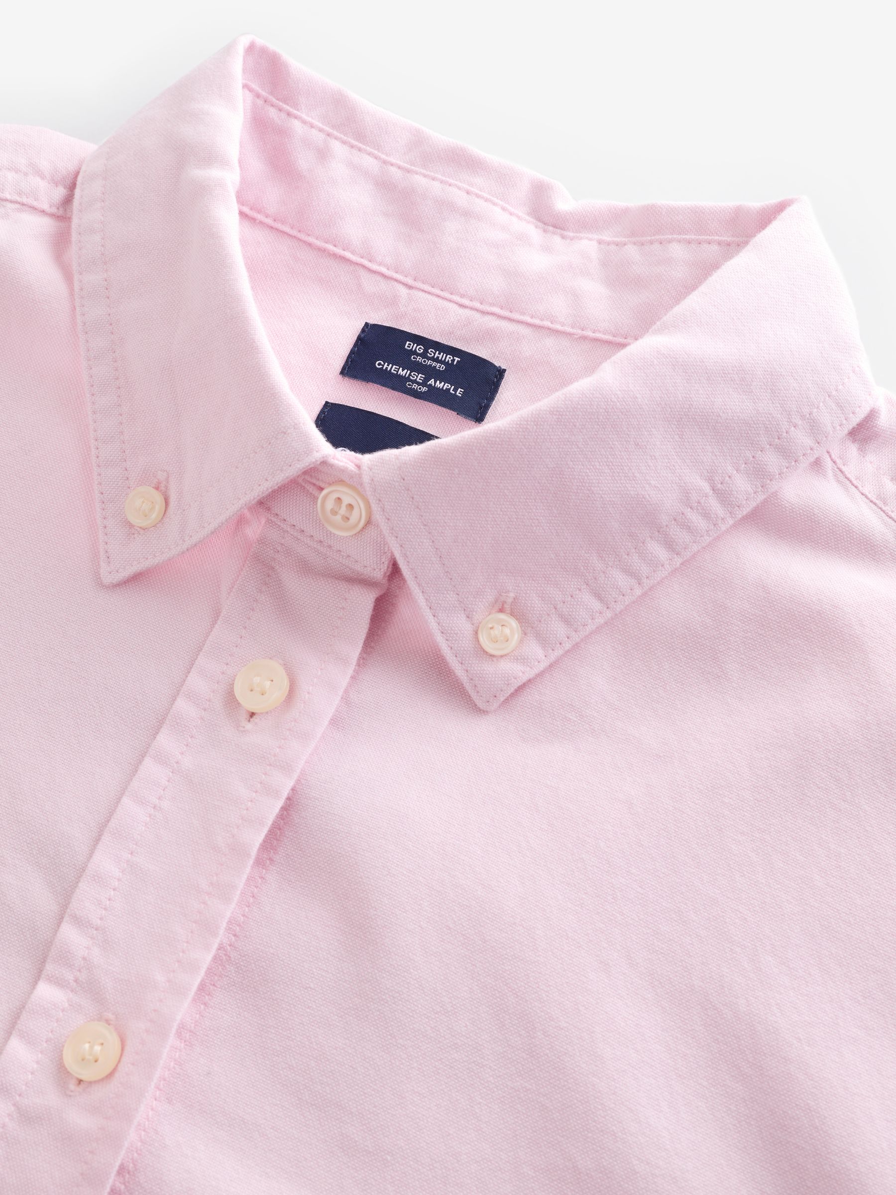 Pink Organic Cotton Poplin Cropped Oversized Shirt - Image 3 of 4