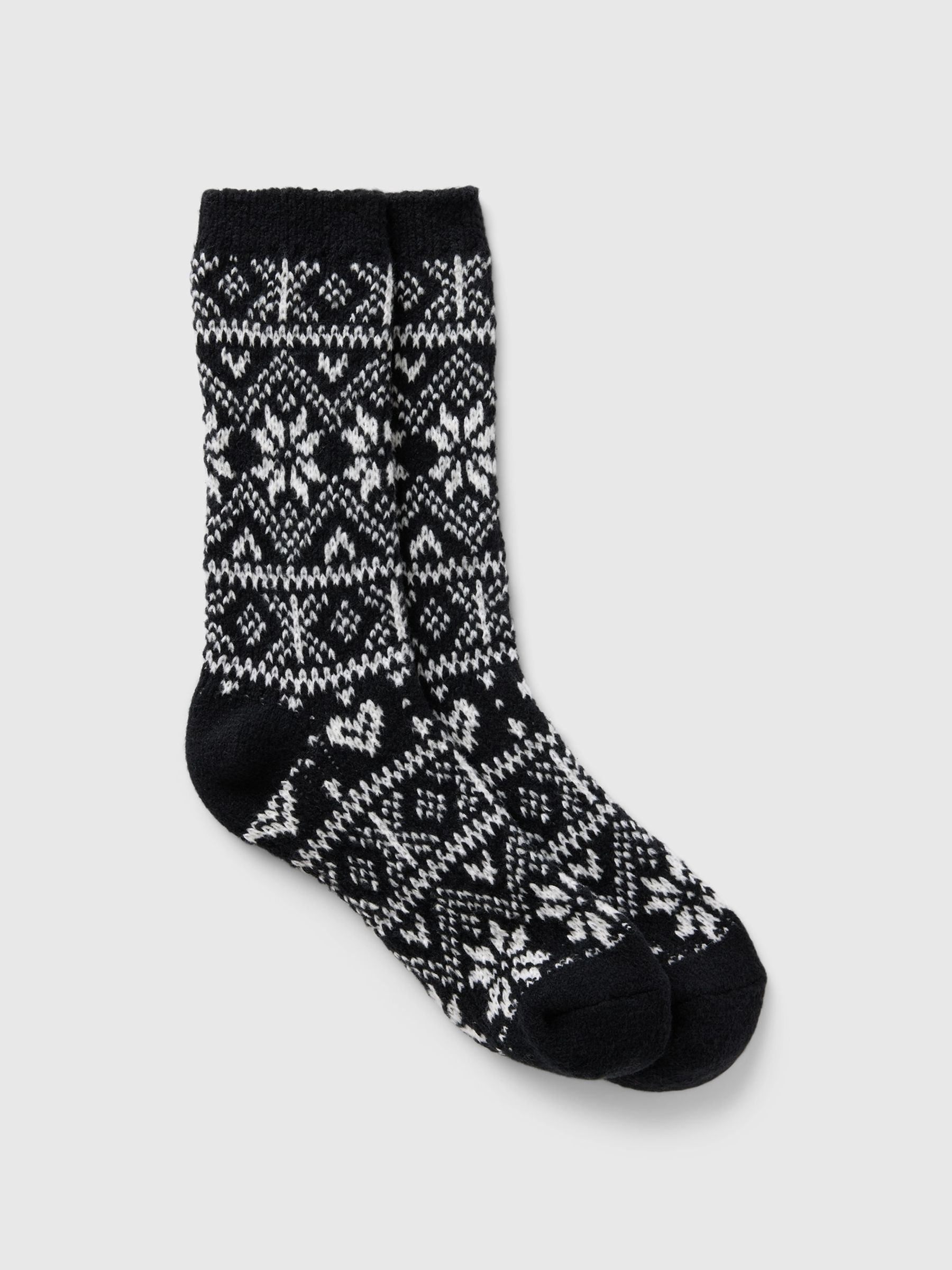 Black Adults Fair Isle Cosy Fluffy Christmas Socks - Image 1 of 1