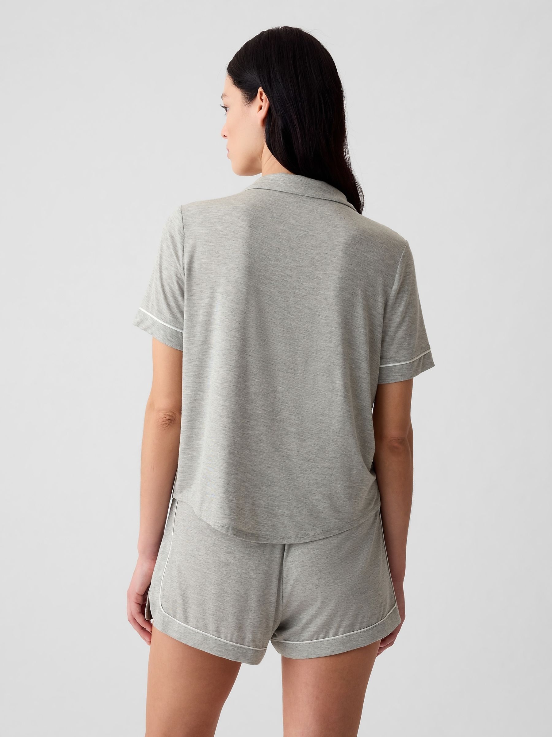 Grey Short Sleeve Modal Pyjama Shirt - Image 2 of 4
