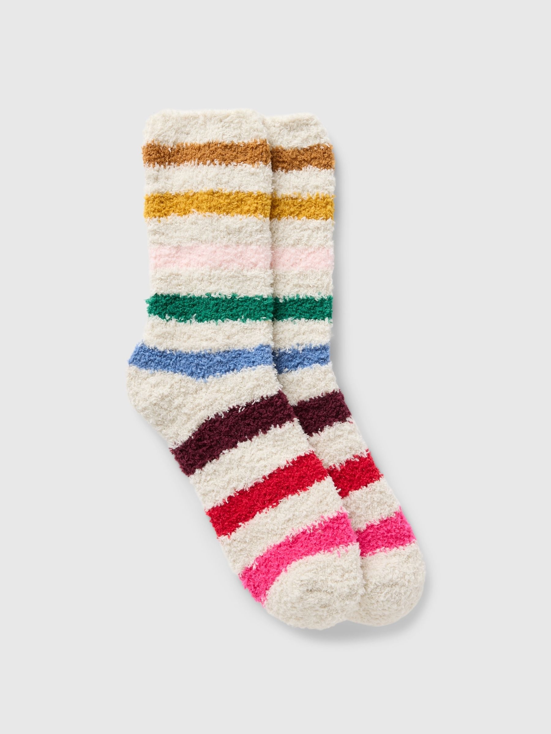 Red Stripe Adults Cosy Fluffy Socks - Image 1 of 1