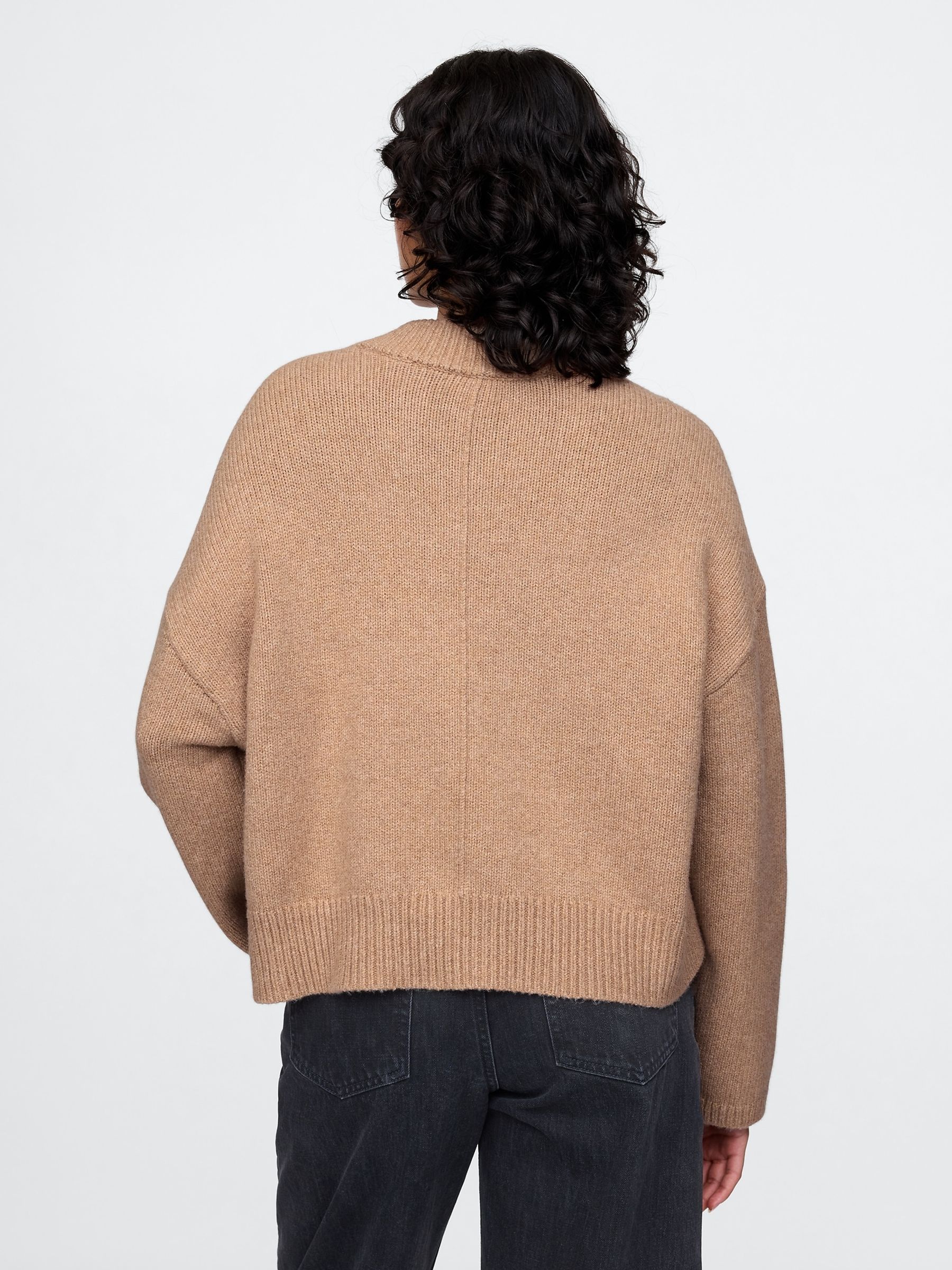 Brown CashSoft Oversized V-Neck Jumper - Image 3 of 5