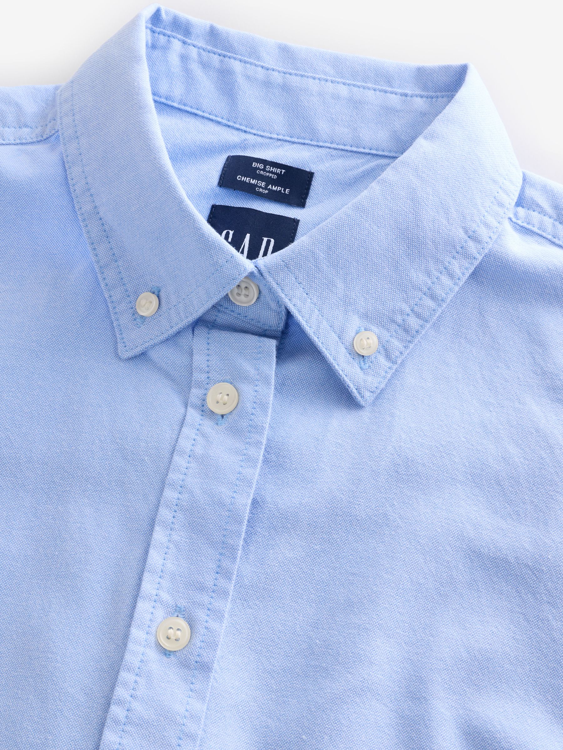 Blue Poplin Cropped Oversized Shirt - Image 3 of 4