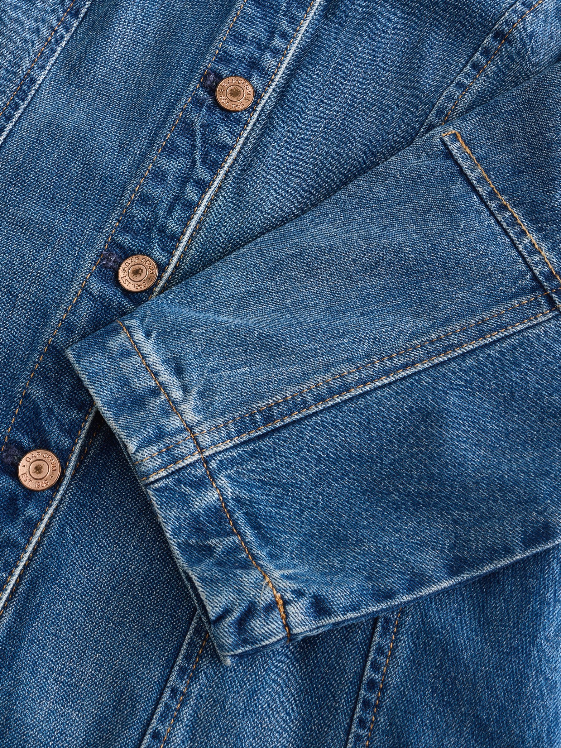 Blue Barrel-Sleeve Denim Mini Shirt Dress - Image 8 of 8