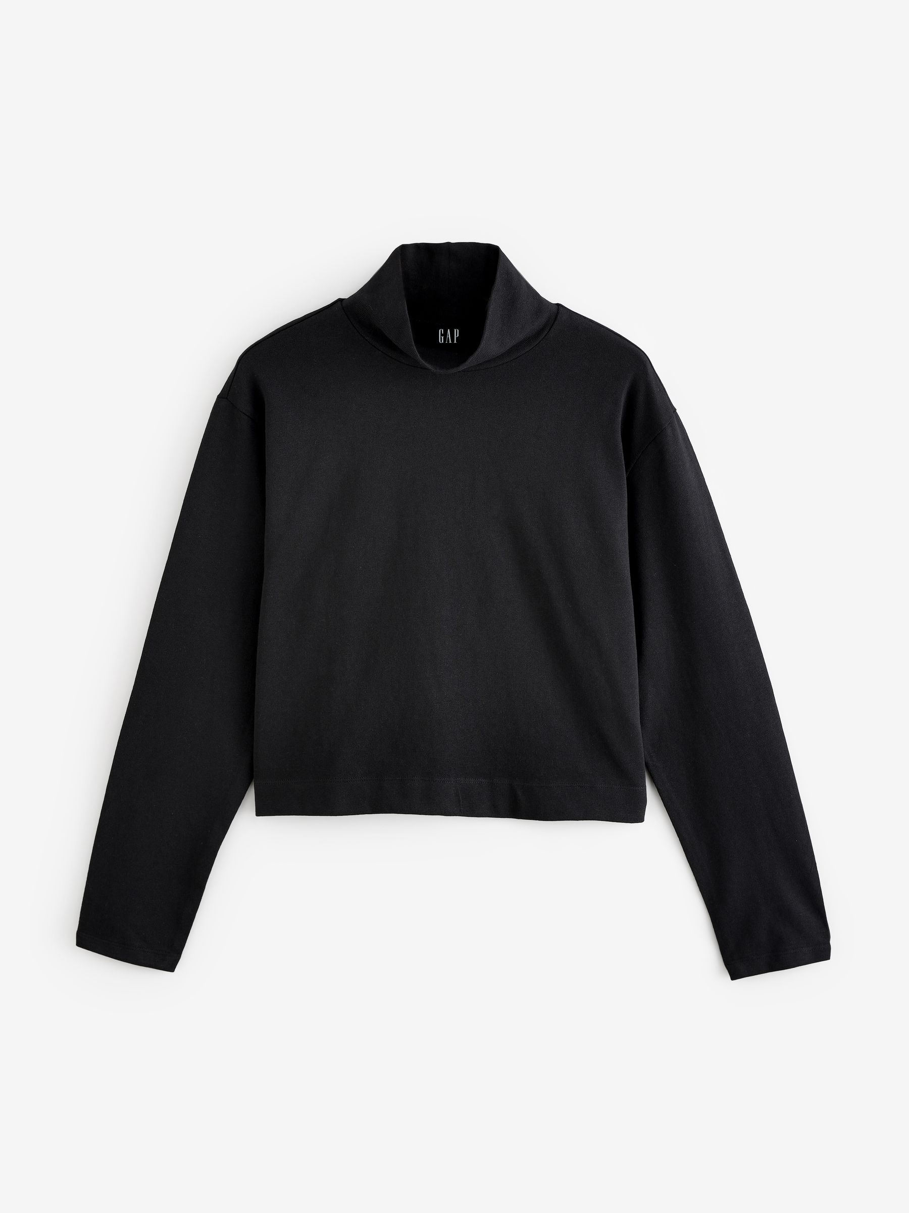 Black Long Sleeve Heavyweight Jersey Turtleneck Top - Image 1 of 4