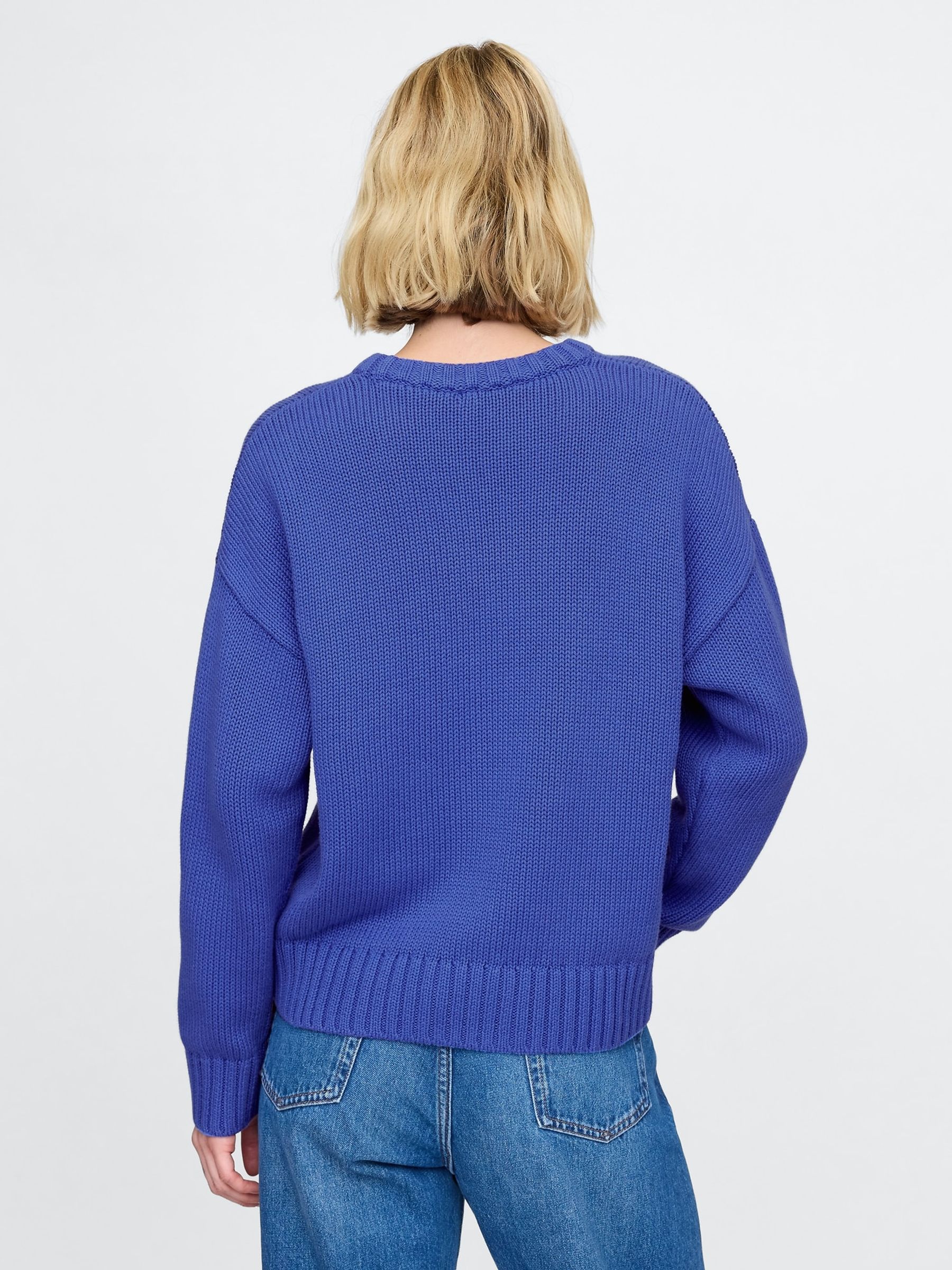 Blue Soft Touch Cotton Crew Neck Jumper - Image 2 of 5