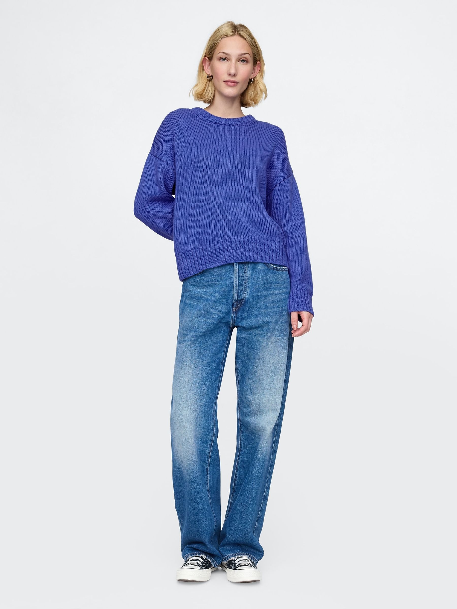 Blue Soft Touch Cotton Crew Neck Jumper - Image 3 of 5