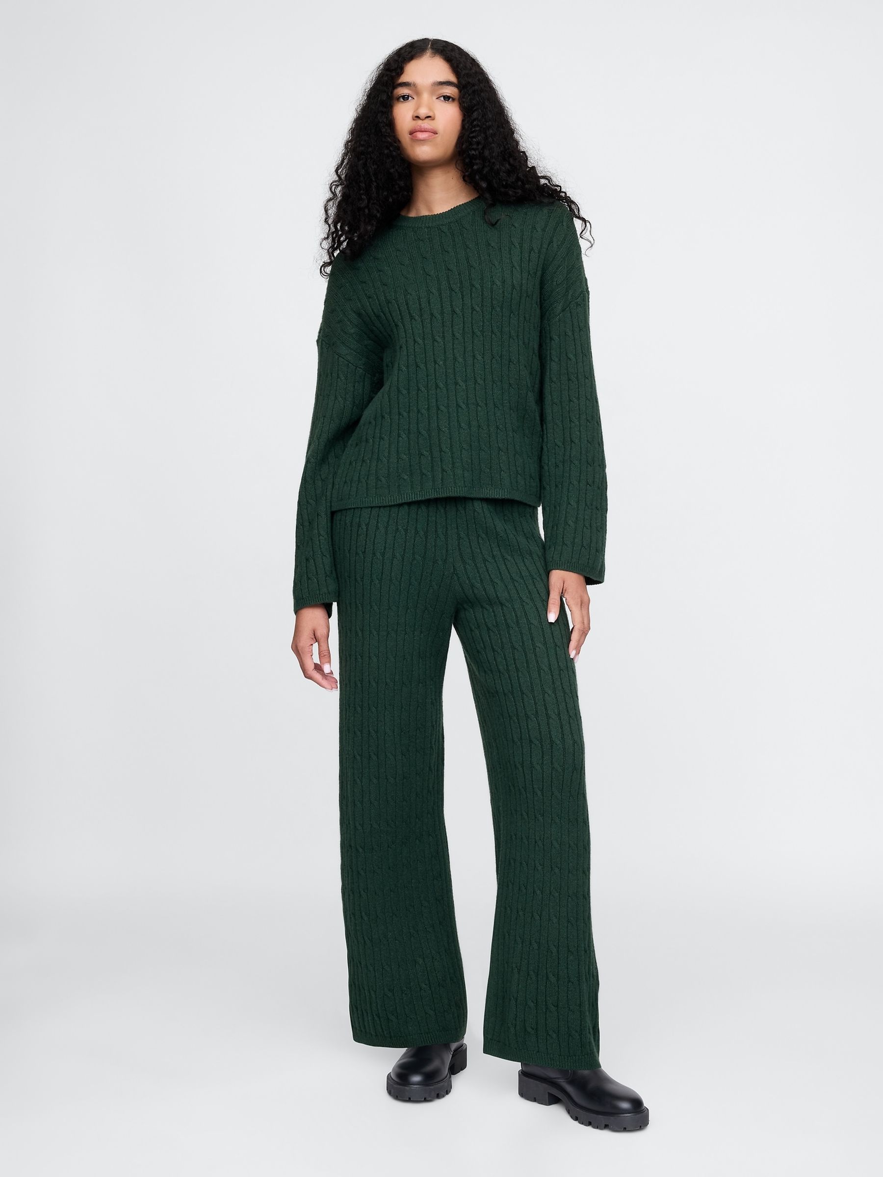 Green CashSoft Cable-Knit Jumper - Image 3 of 5