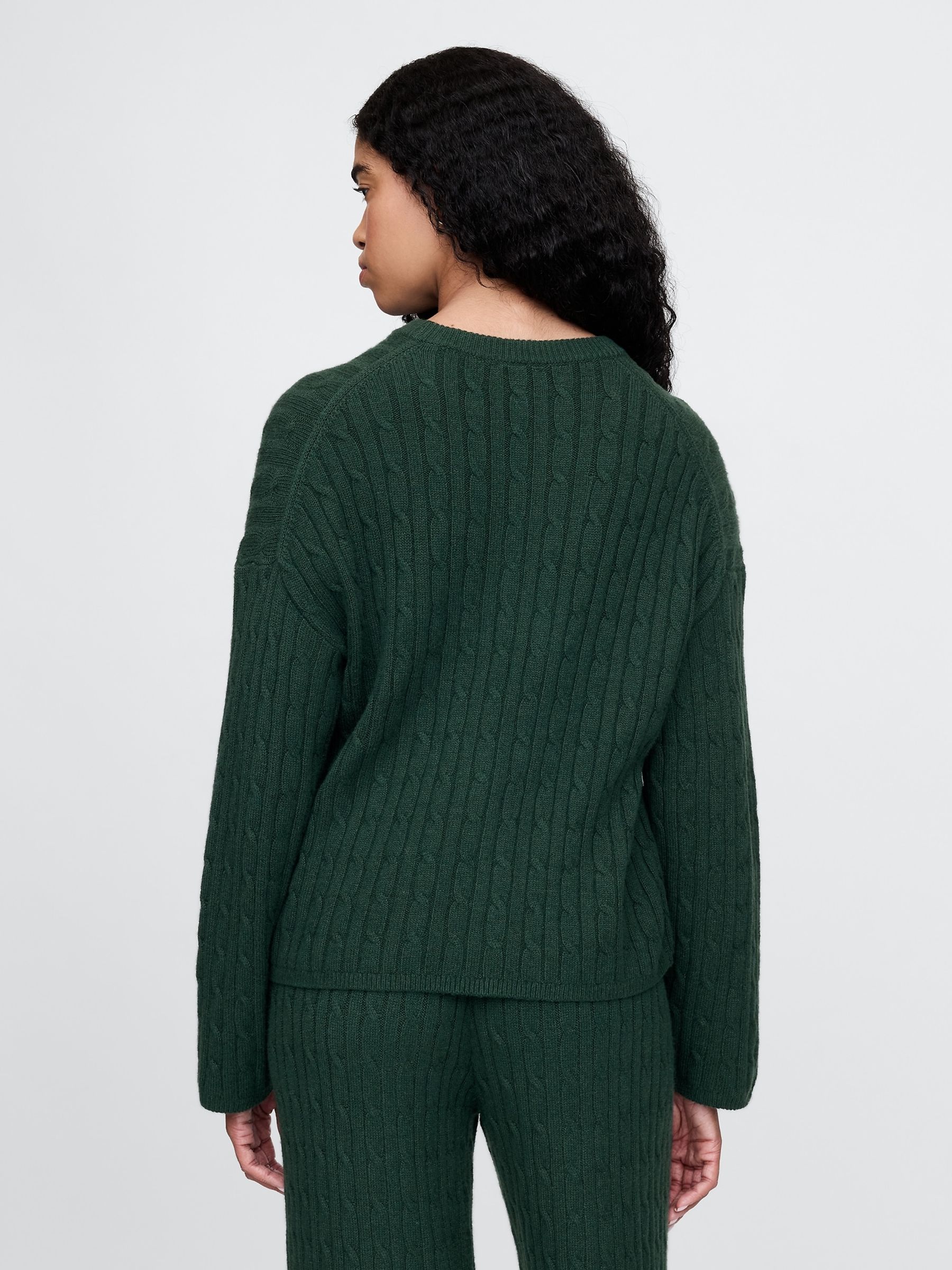 Green CashSoft Cable-Knit Jumper - Image 2 of 5