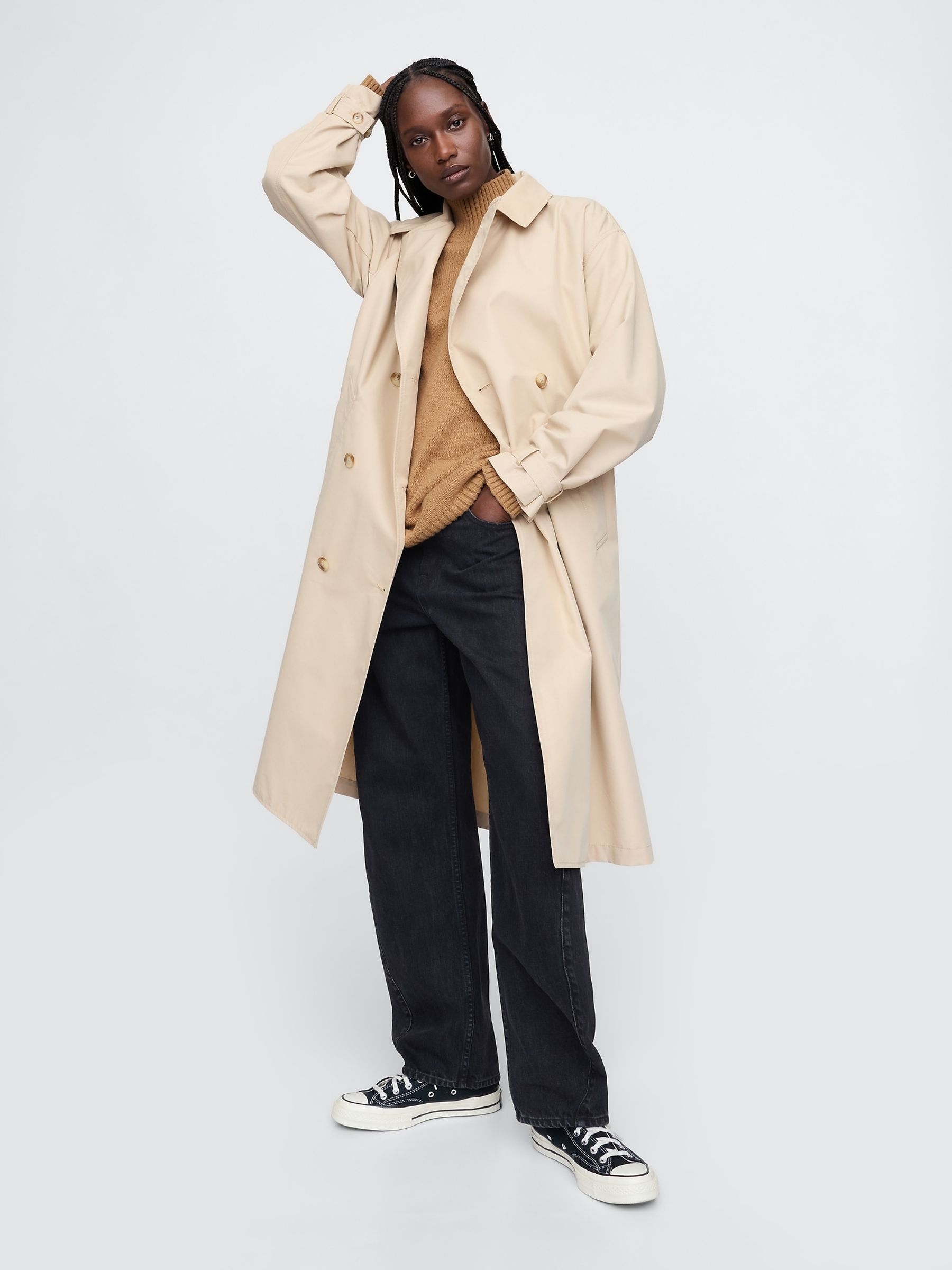 Beige CashSoft Mock Neck Ribbed Knit Jumper - Image 3 of 5