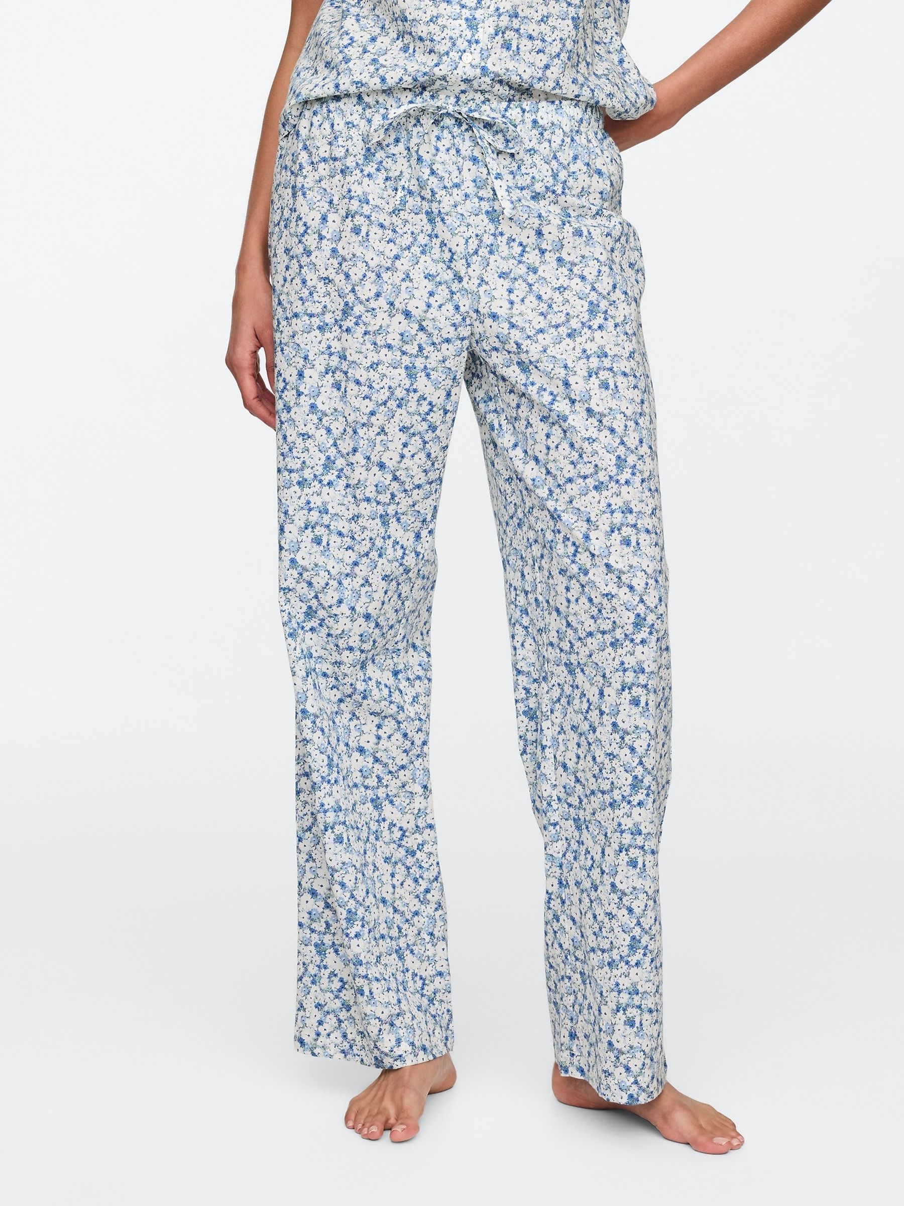 Blue Floral Cotton Poplin Pyjama Bottoms - Image 2 of 4