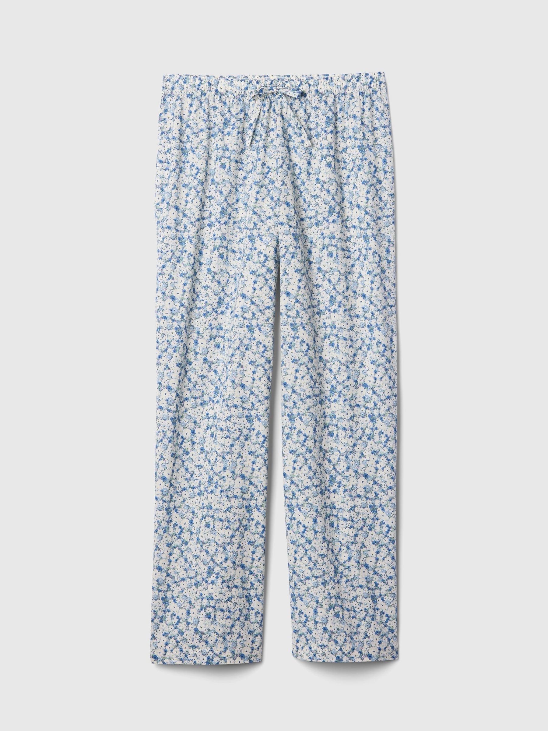 Blue Floral Cotton Poplin Pyjama Bottoms - Image 4 of 4