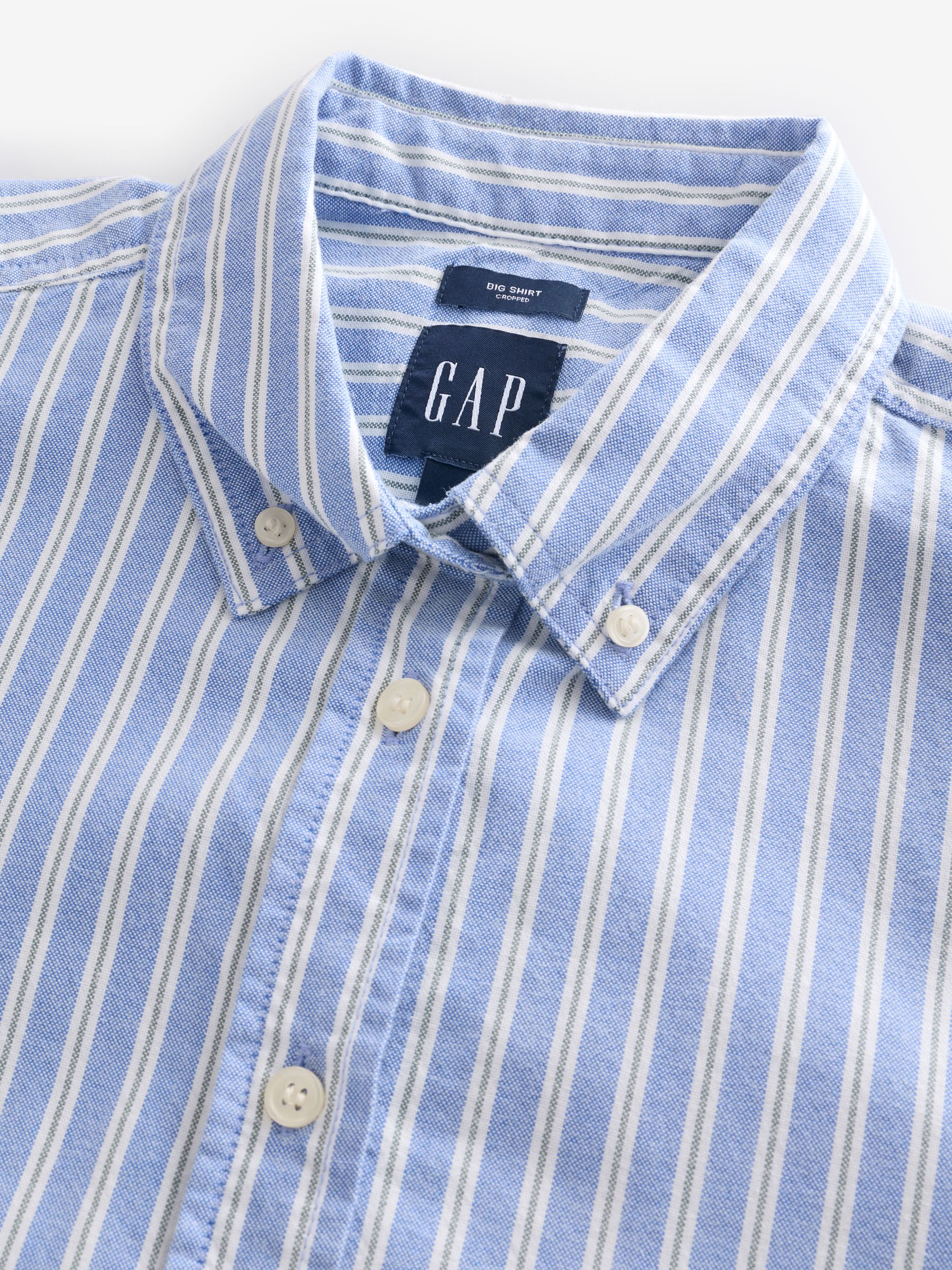 Blue Stripe Poplin Cropped Oversized Shirt - Image 3 of 4