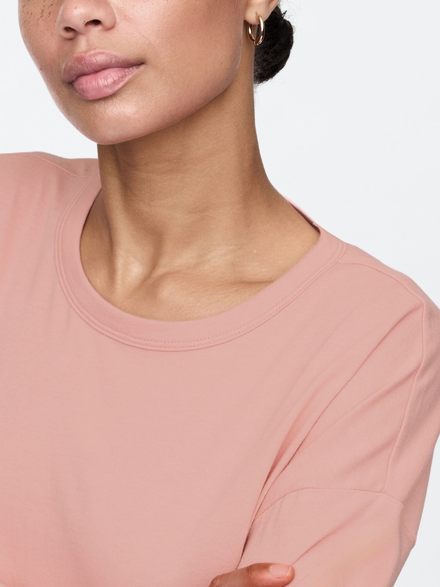 Pink Favourite Oversized Cotton-Modal Crew Neck Long Sleeve T-Shirt - Image 4 of 5